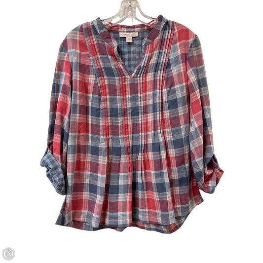 Top Long Sleeve By Coldwater Creek In Blue & Red, Size: Lp