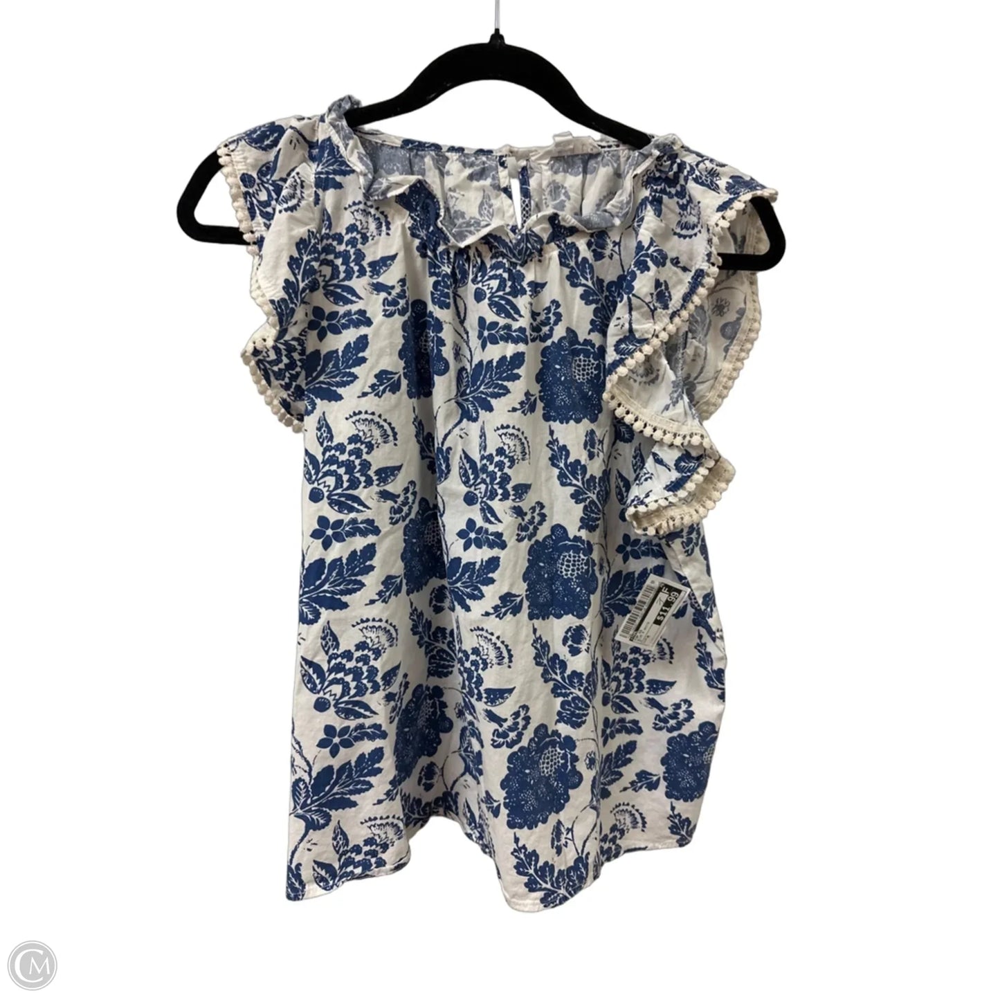 Top Short Sleeve By Thml In Blue & White, Size: M