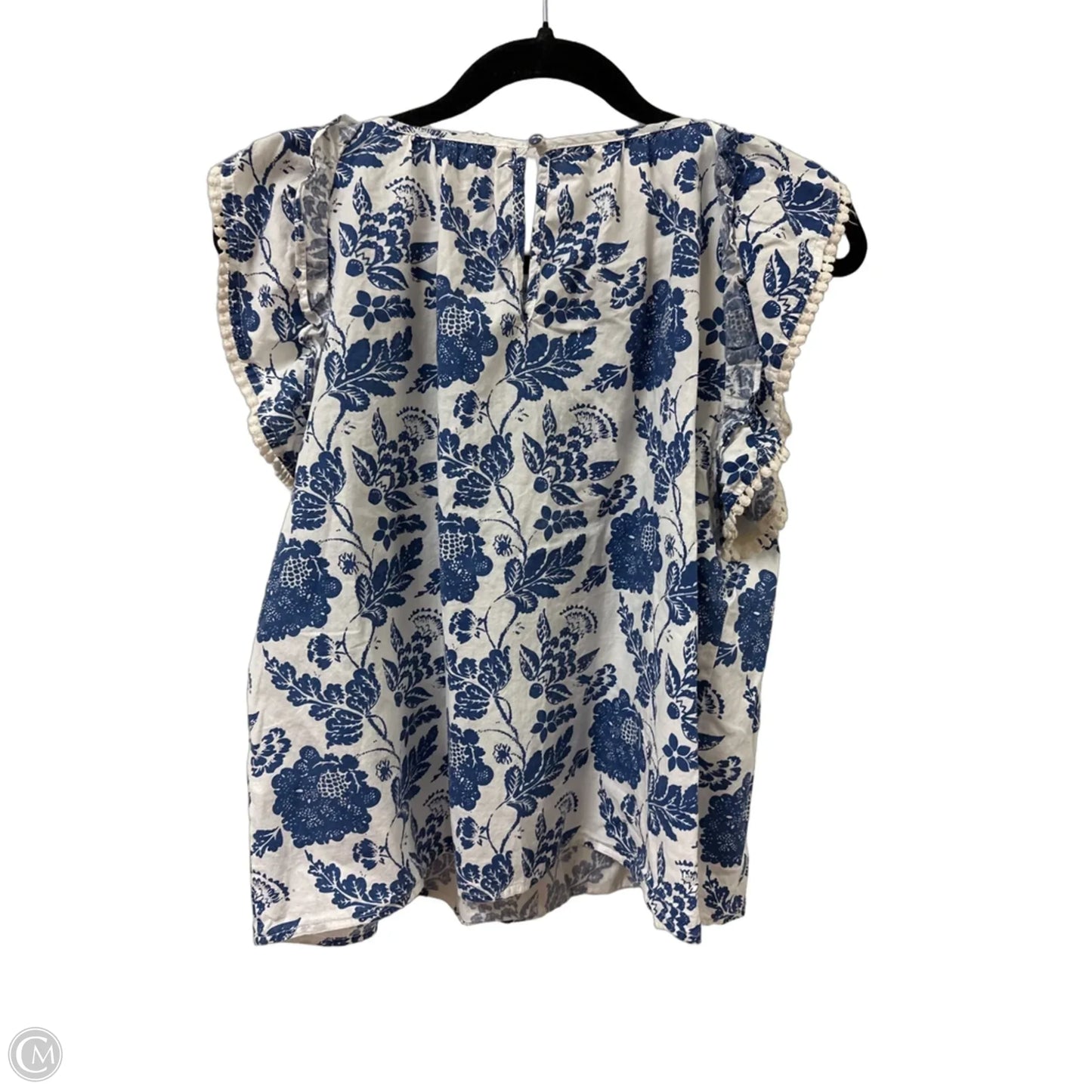 Top Short Sleeve By Thml In Blue & White, Size: M