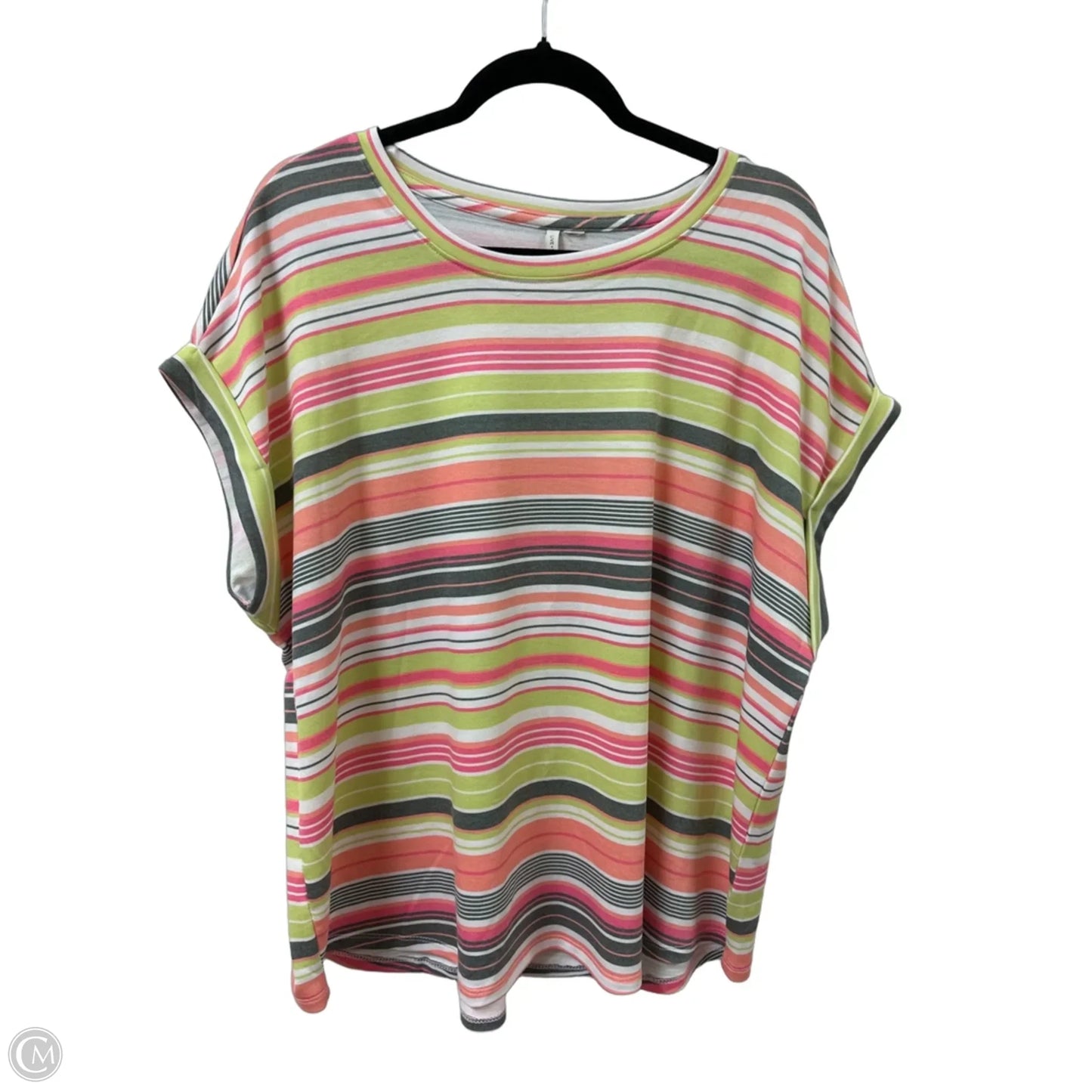 Top Short Sleeve By Cato In Green & Pink, Size: 1x