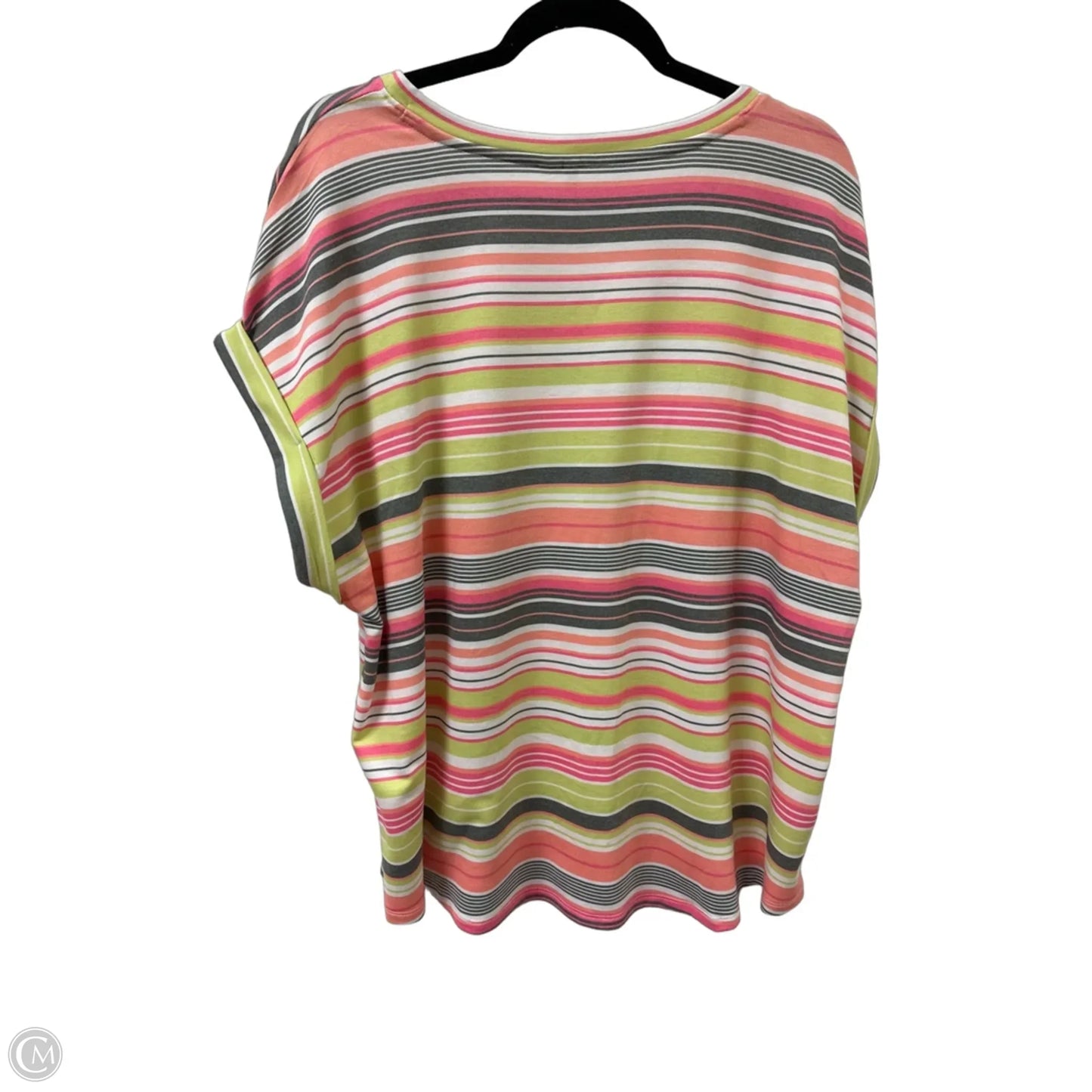 Top Short Sleeve By Cato In Green & Pink, Size: 1x