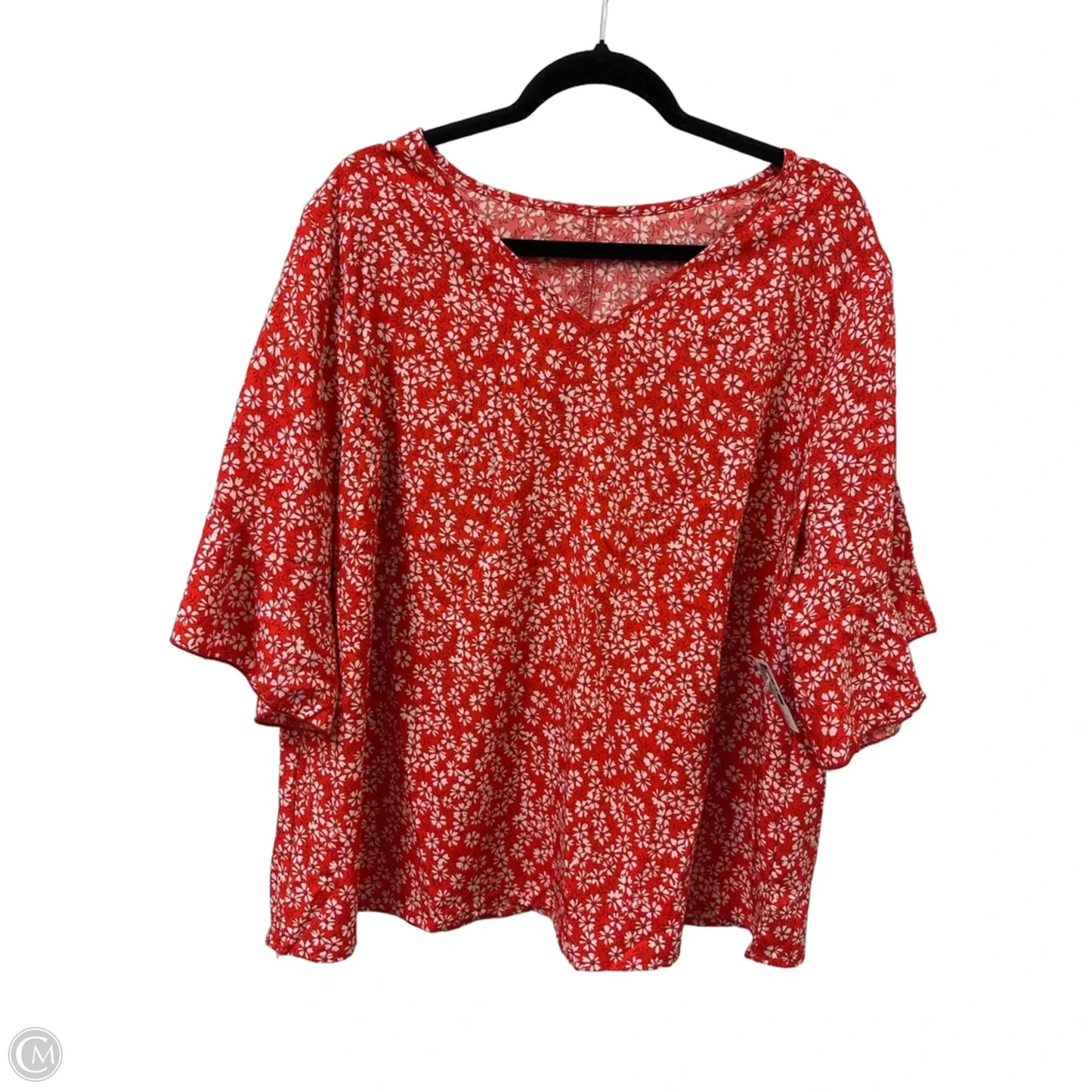 Top Short Sleeve By Clothes Mentor In Red & White, Size: 3x