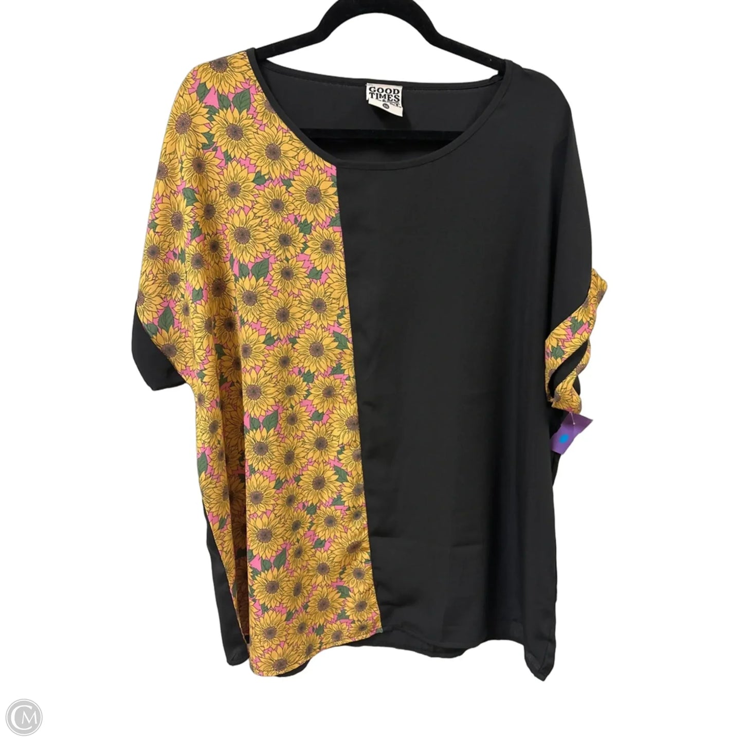 Top Short Sleeve By Clothes Mentor In Black & Yellow, Size: 1x