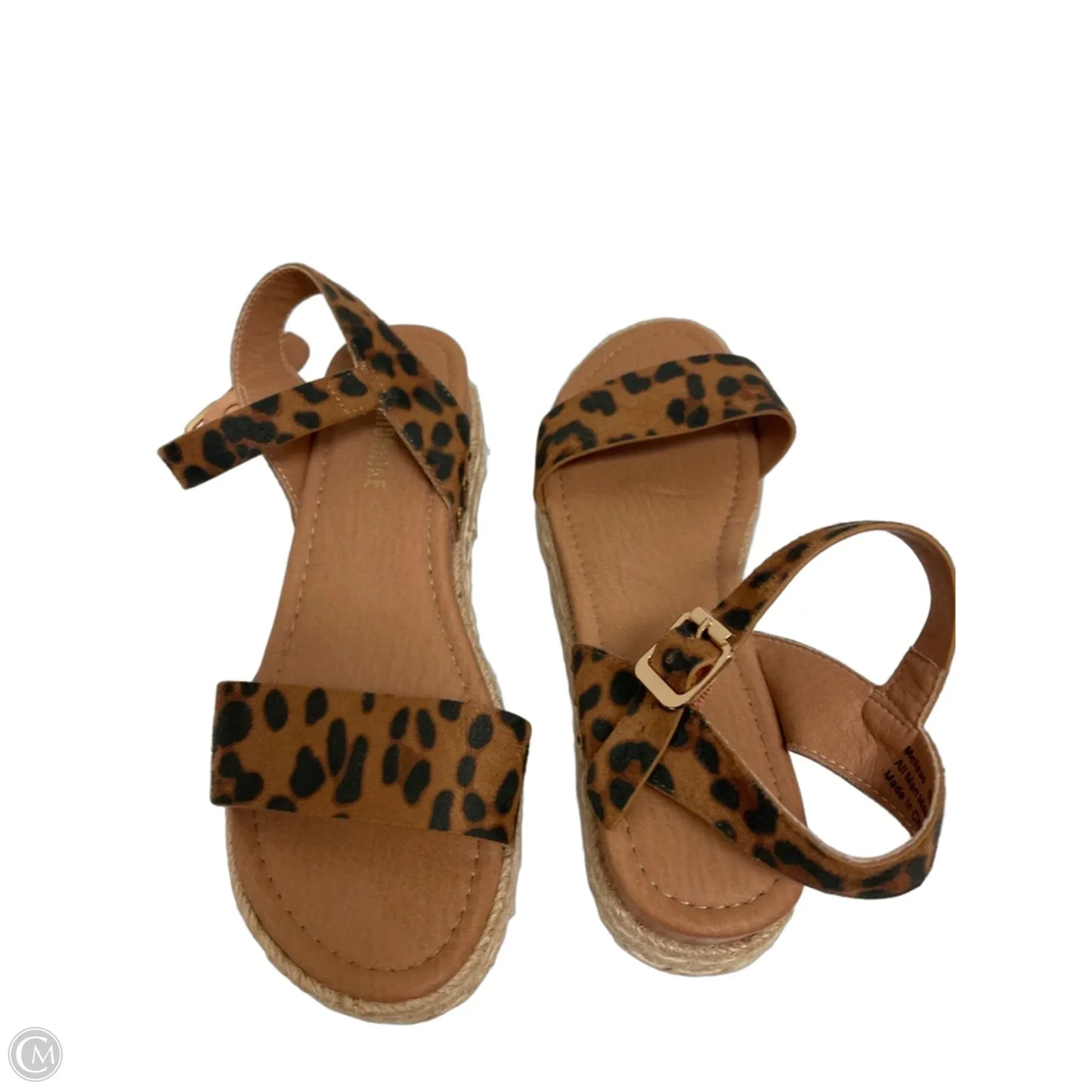 Sandals Heels Wedge By Cushionaire In Animal Print, Size: 8