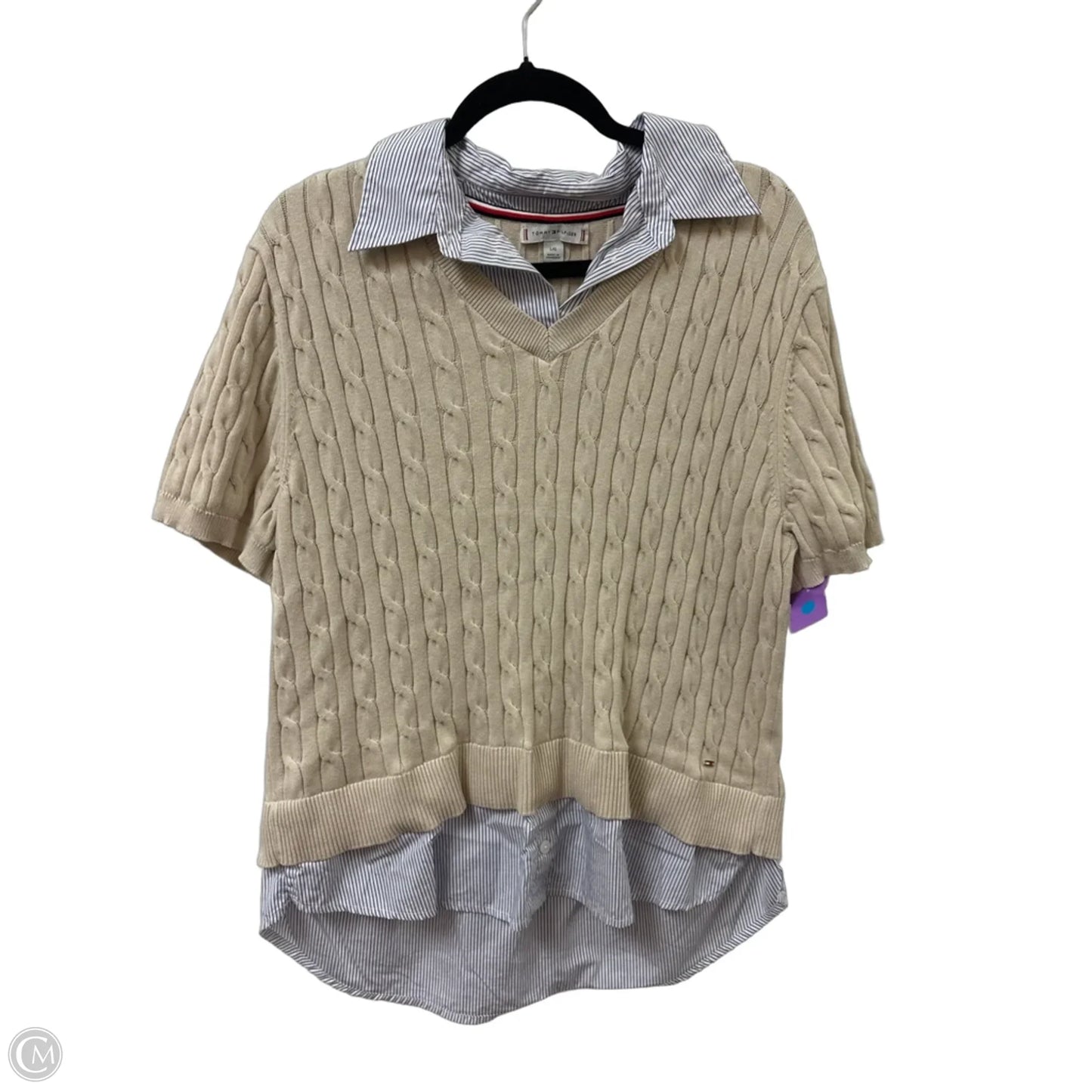 Sweater Short Sleeve By Tommy Hilfiger In Cream, Size: L