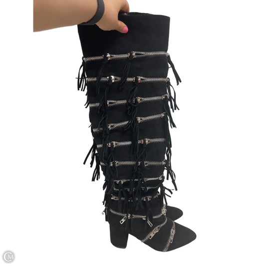 Boots Knee Heels By Clothes Mentor In Black, Size: 11