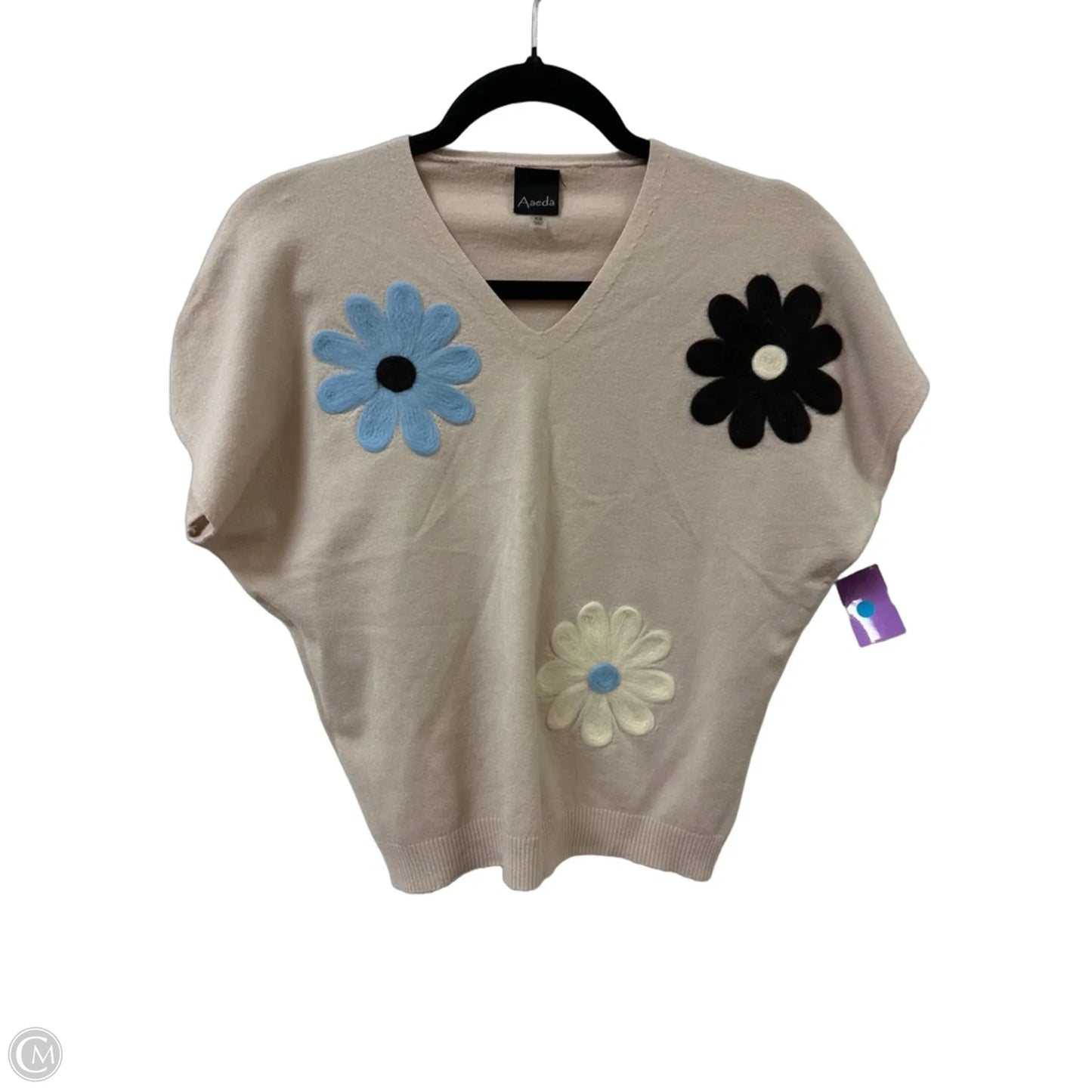 Sweater Short Sleeve By Aaeda In Cream, Size: Xs