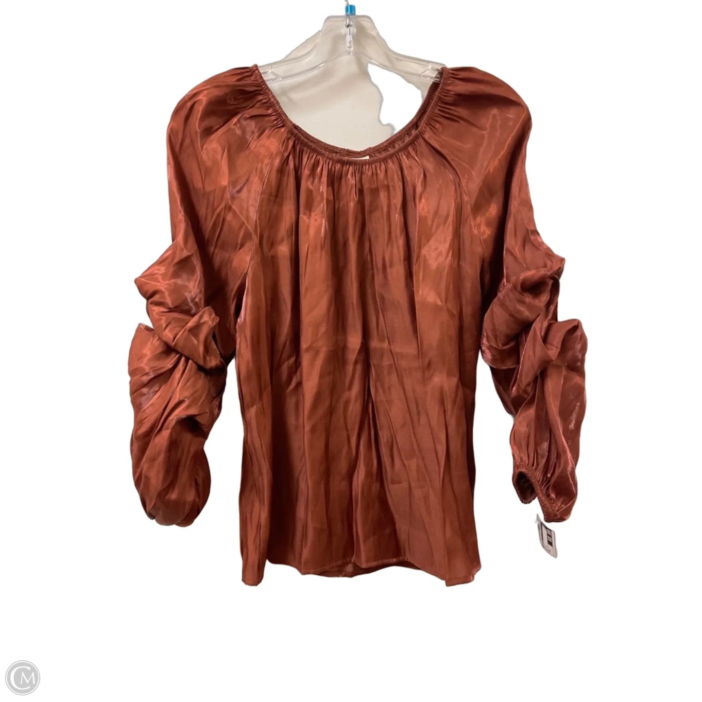 Top Long Sleeve By Wrapper In Bronze, Size: M