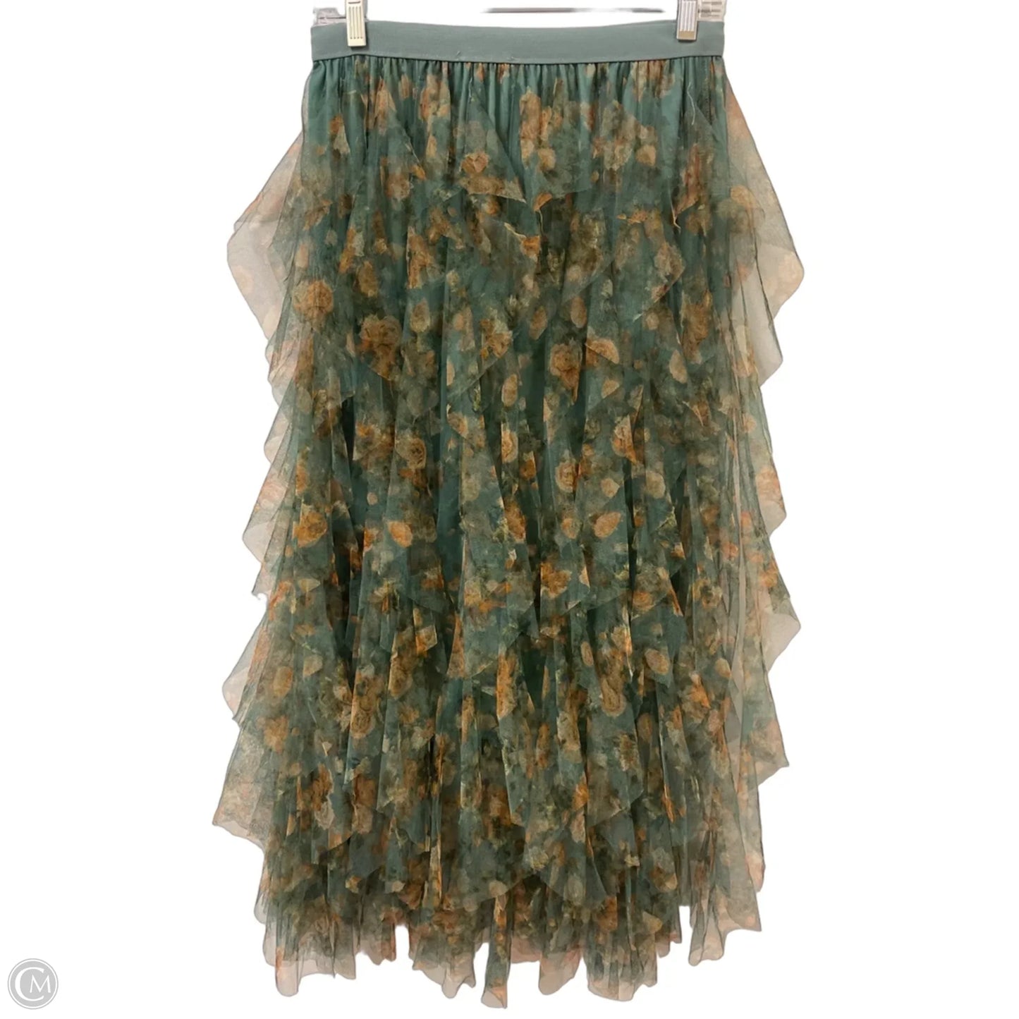Skirt Midi By Clothes Mentor In Green & Yellow, Size: 8