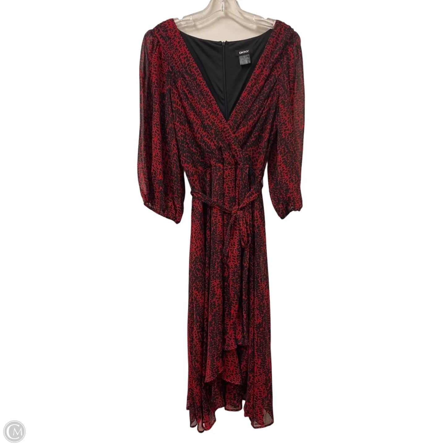 Dress Casual Midi By Dkny In Black & Red, Size: Xl