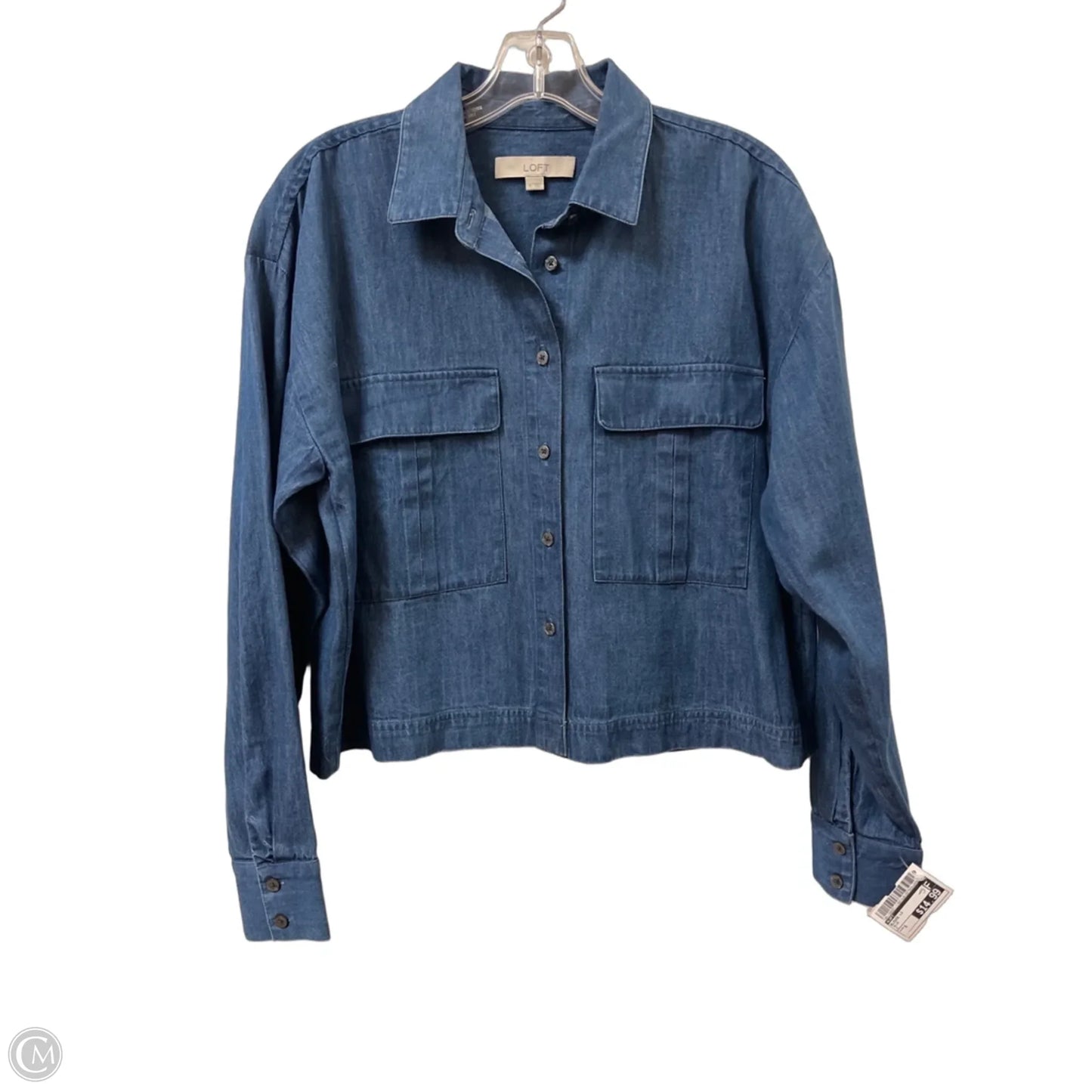 Blouse Long Sleeve By Loft In Blue, Size: S