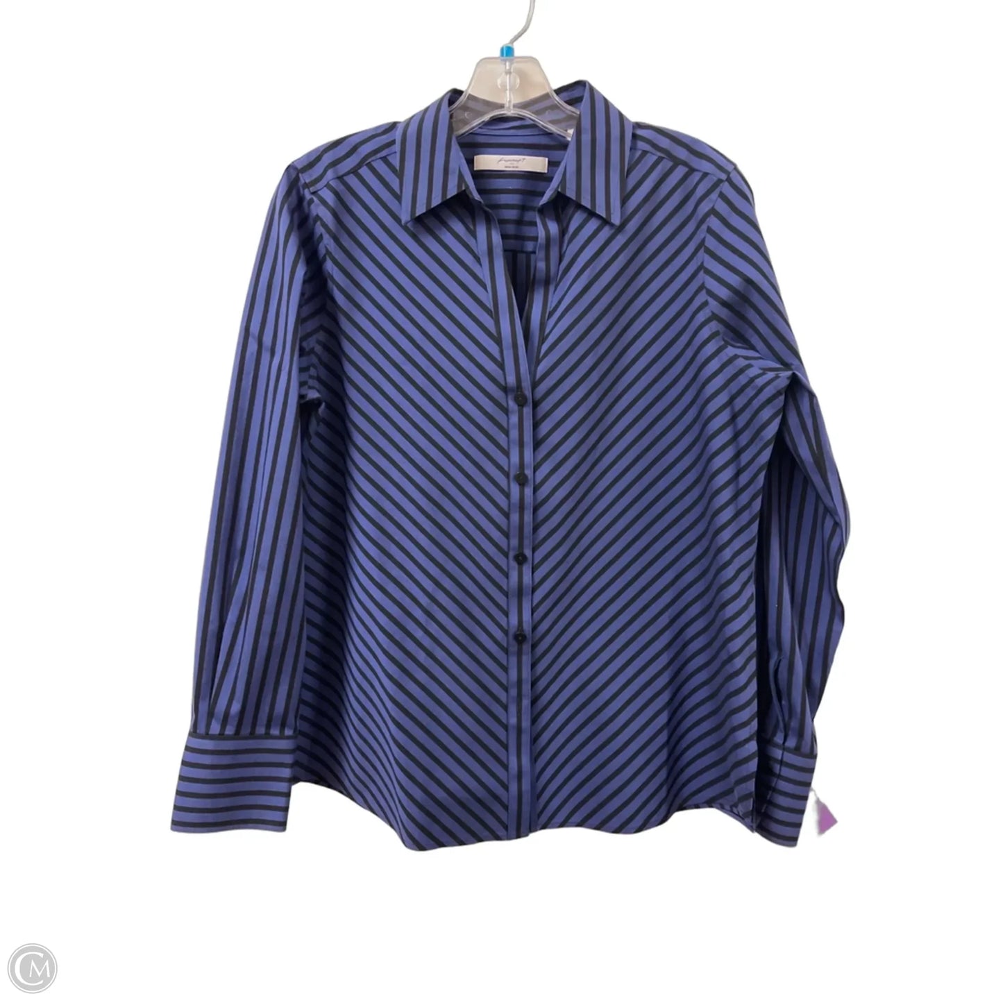 Blouse Long Sleeve By Foxcroft In Black & Purple, Size: M