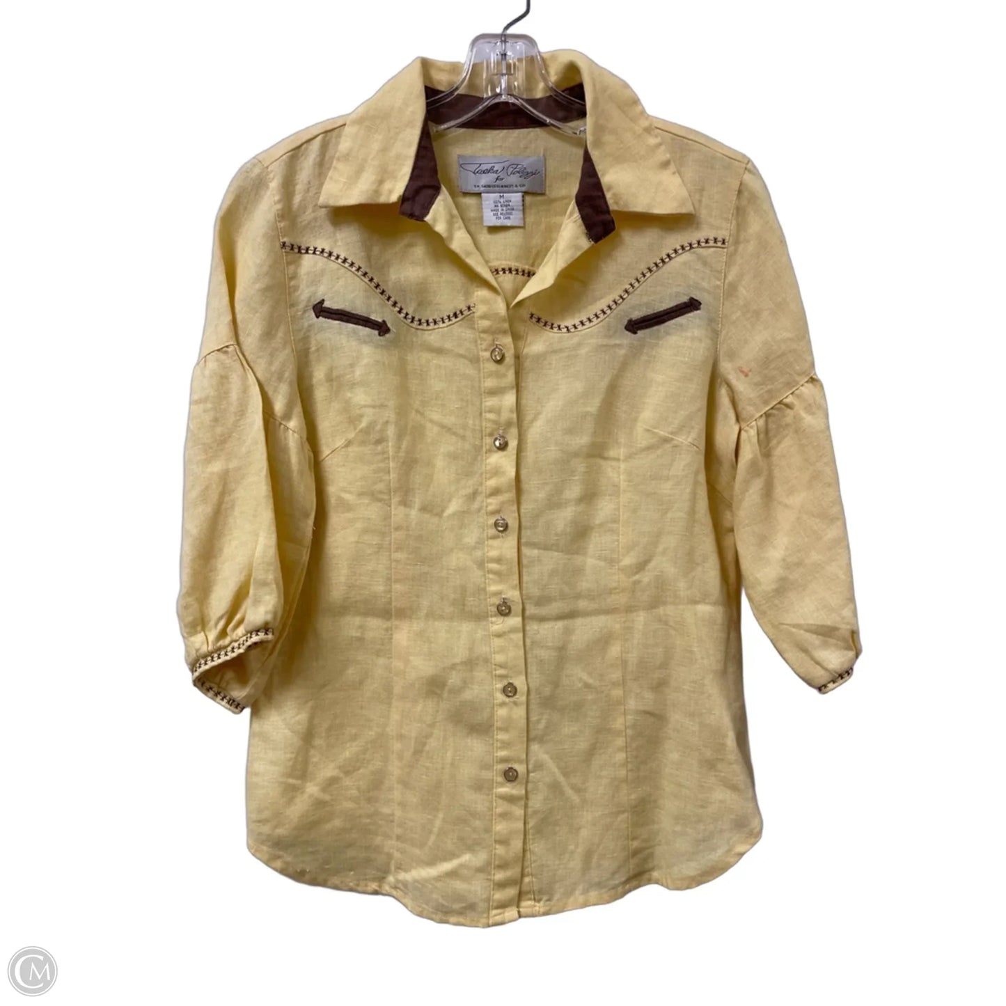 Blouse Long Sleeve By Clothes Mentor In Yellow, Size: M