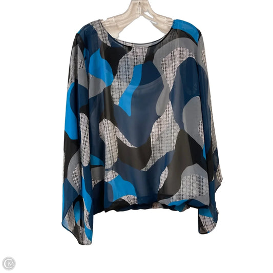 Top Long Sleeve By Alfani In Blue & Grey, Size: Xl