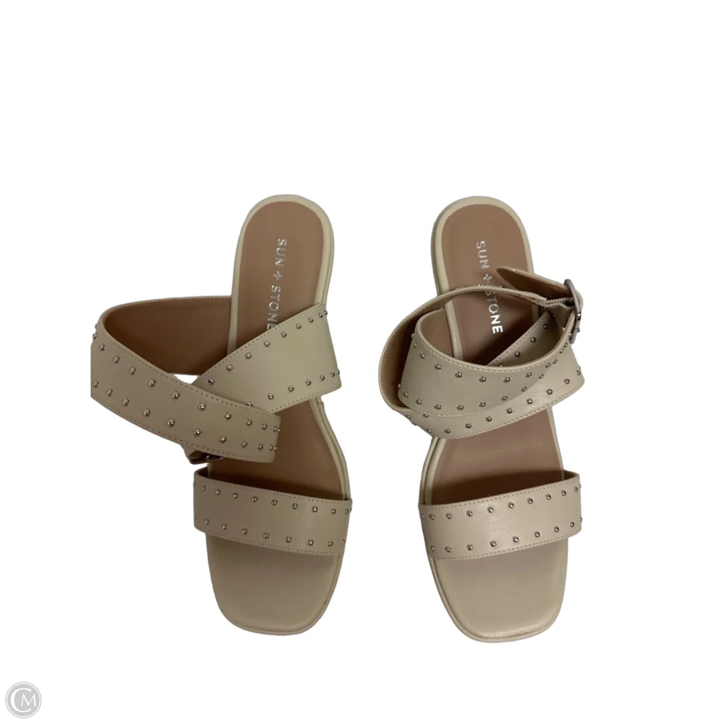 Sandals Heels Wedge By Clothes Mentor In Cream, Size: 9.5