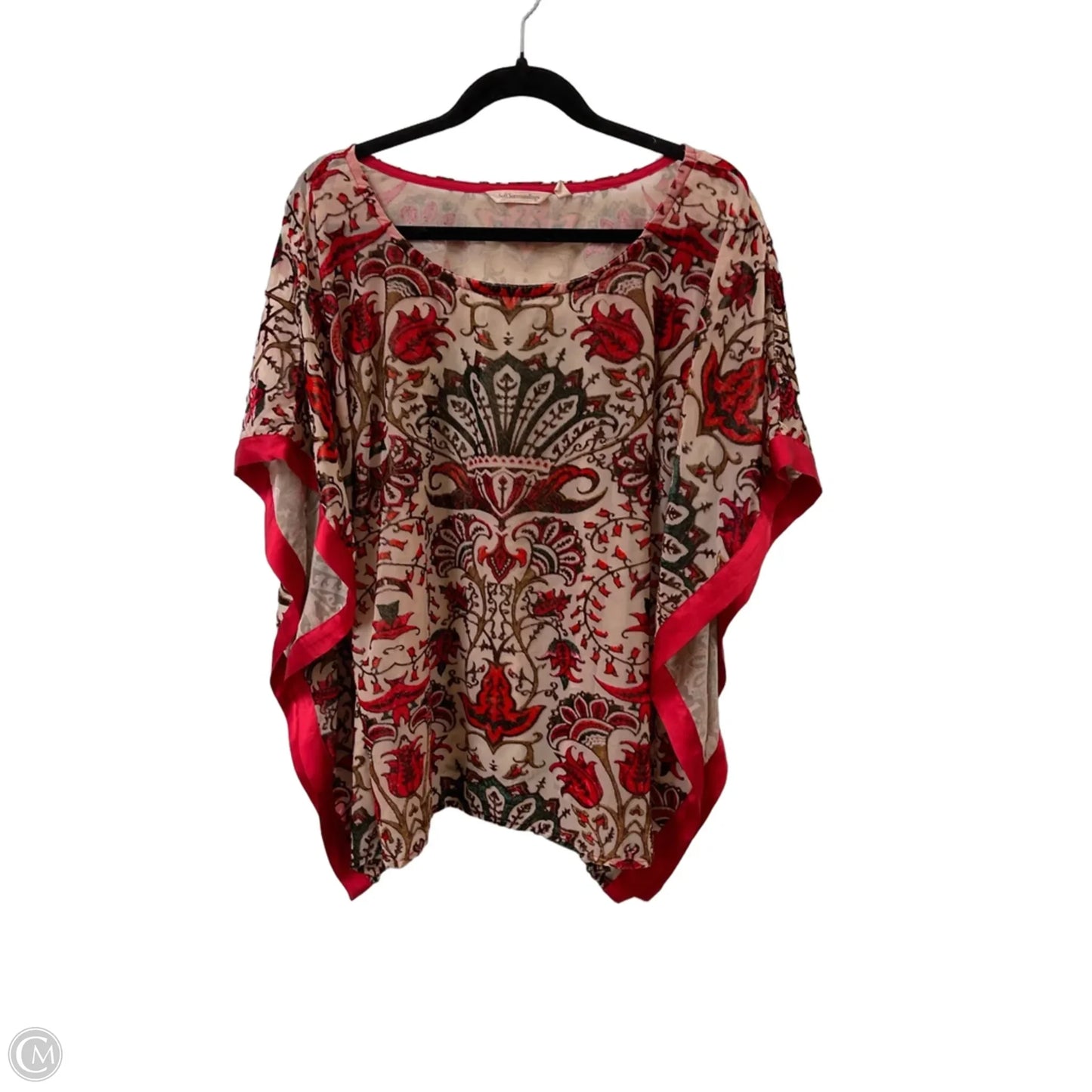 Top Short Sleeve By Soft Surroundings In Green & Red, Size: S