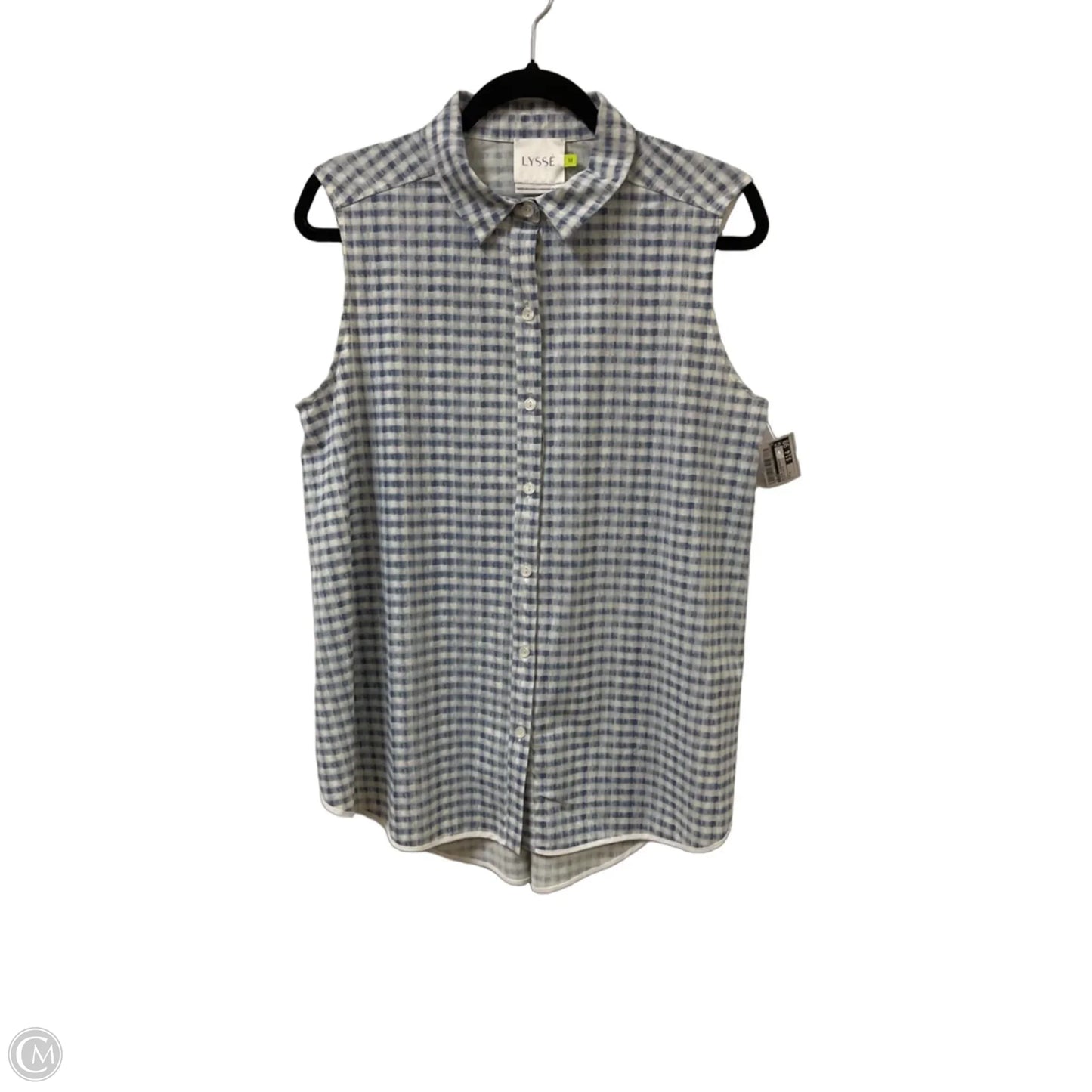 Blouse Sleeveless By Lysse In Blue & White, Size: M