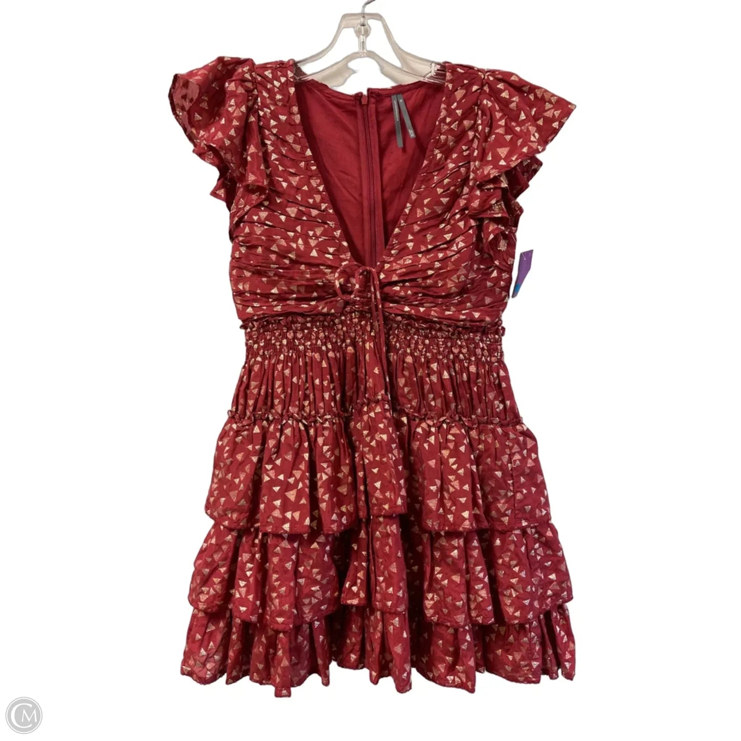 Dress Casual Short By Anthropologie In Gold & Red, Size: Xs