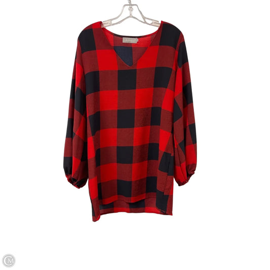 Tunic Long Sleeve By Clothes Mentor In Blue & Red, Size: Xl