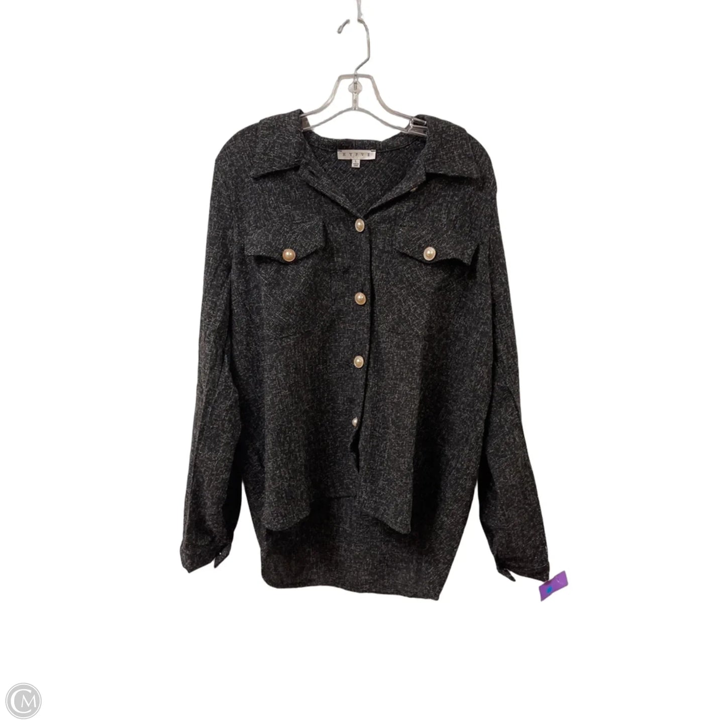 Blouse Long Sleeve By Hyfve In Black & White, Size: L