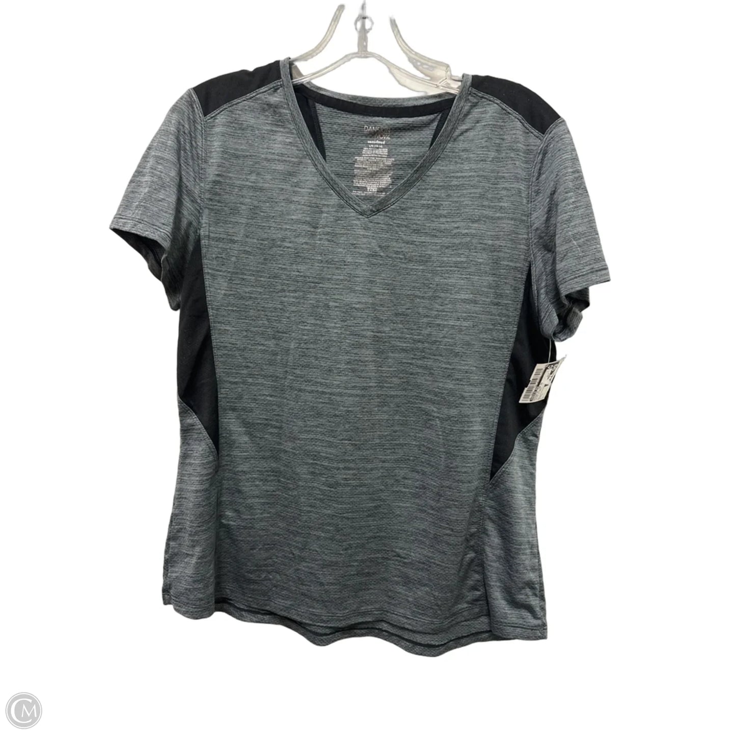 Athletic Top Short Sleeve By Danskin Now In Black & Grey, Size: L