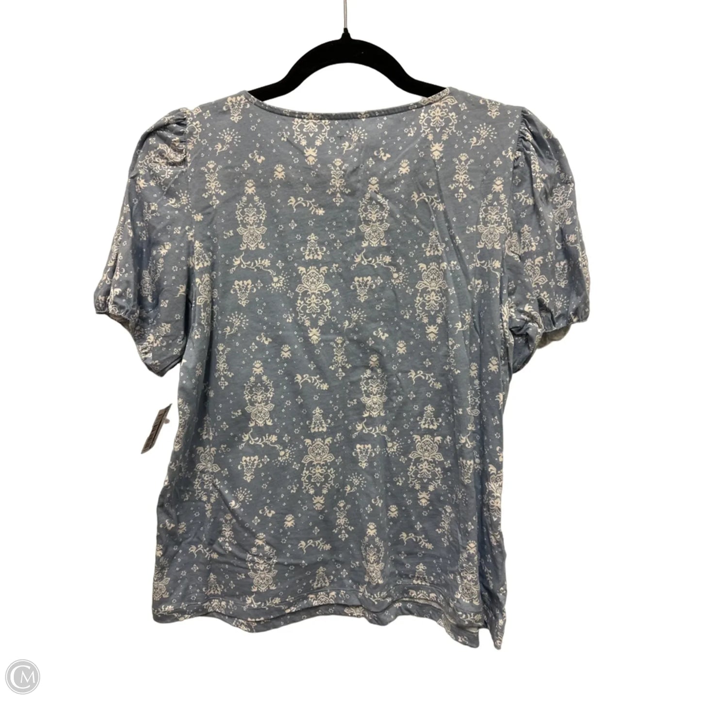 Top Short Sleeve By Loft In Blue & White, Size: L