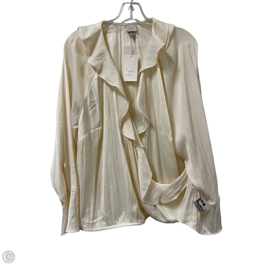 Top Long Sleeve By A New Day In Cream, Size: 1x