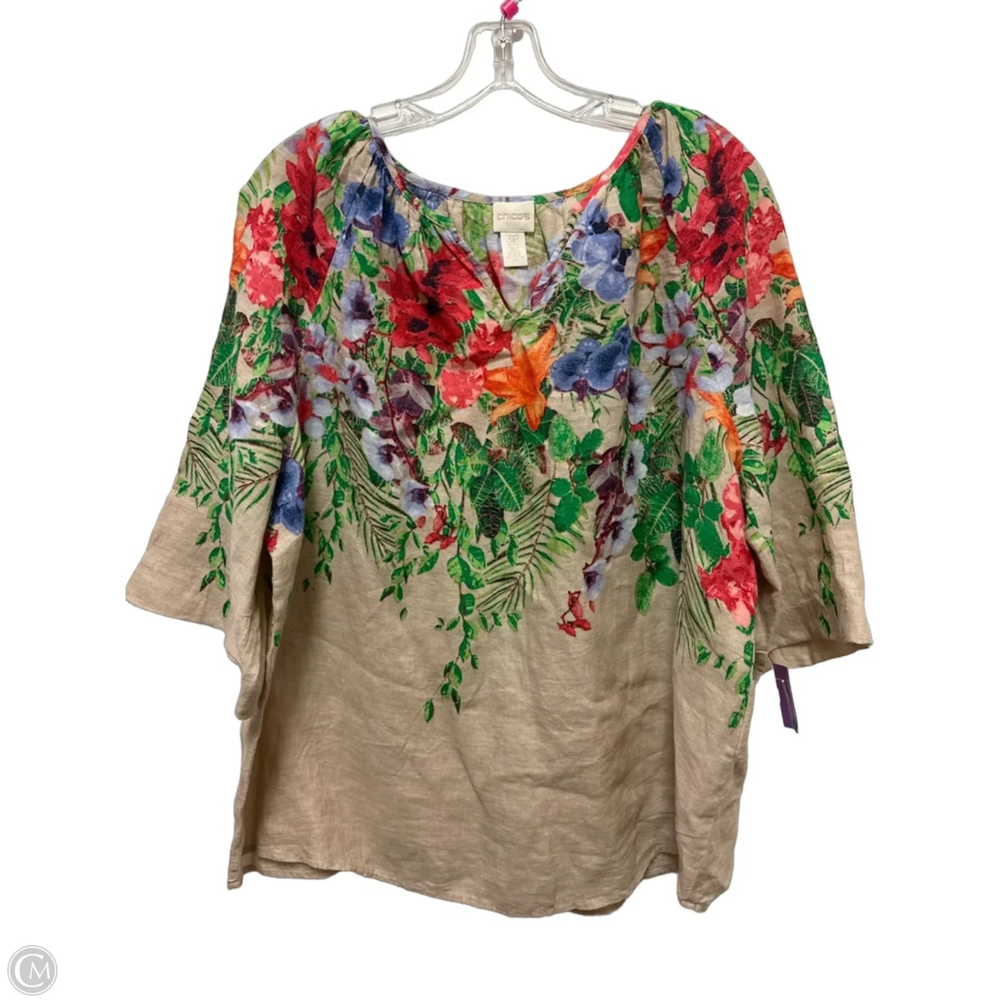 Top Long Sleeve By Chicos In Floral Print, Size: Xlp