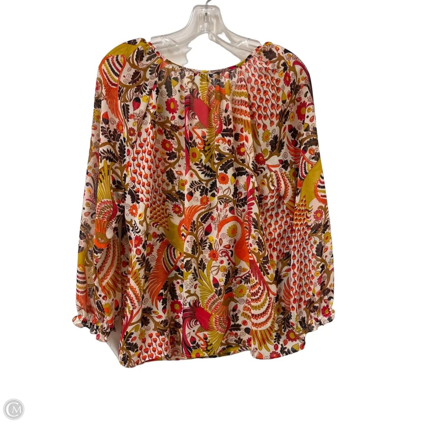 Top Long Sleeve By Charter Club In Orange & Yellow, Size: M