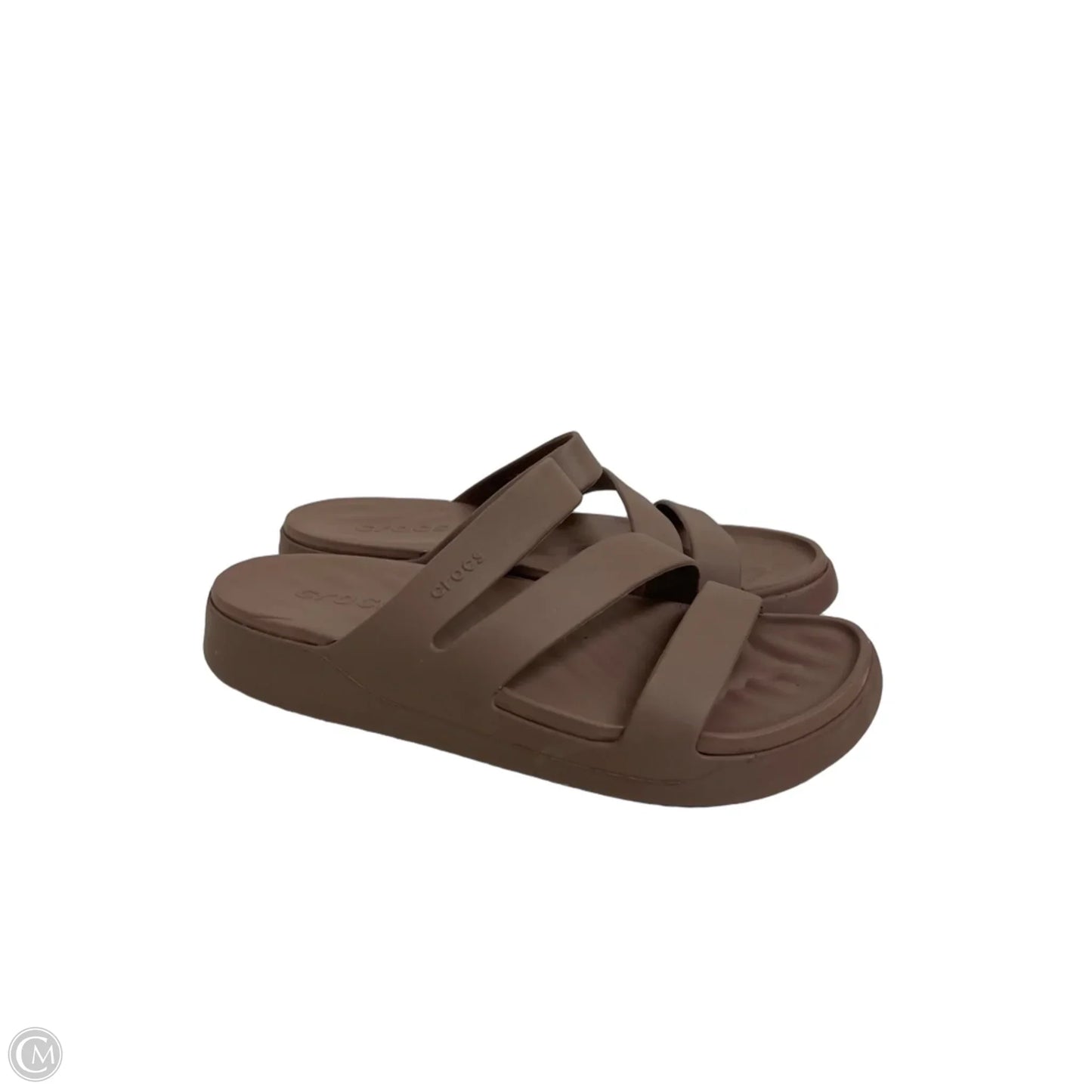 Sandals Flats By Crocs In Brown, Size: 8