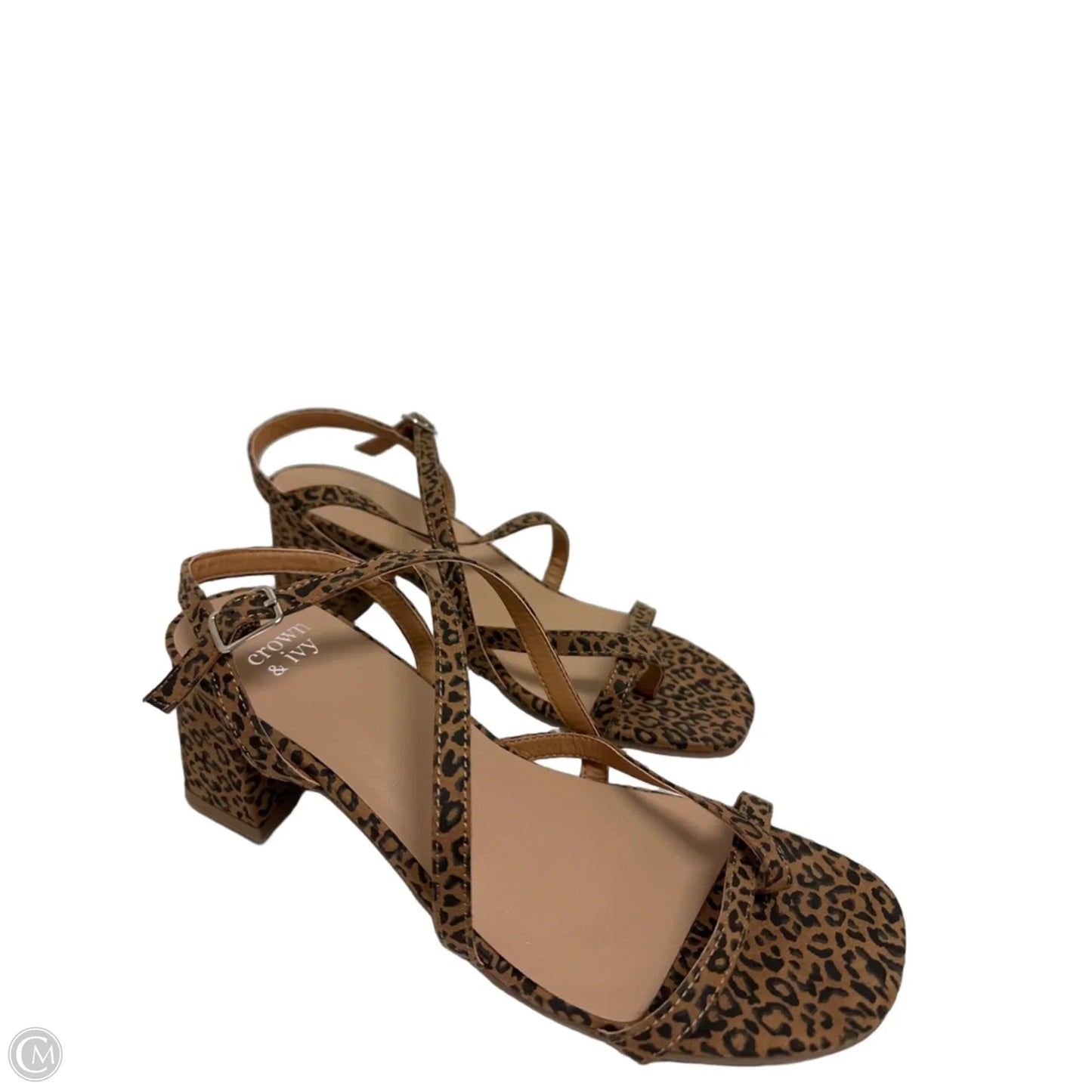 Sandals Heels Block By Crown And Ivy In Animal Print, Size: 8