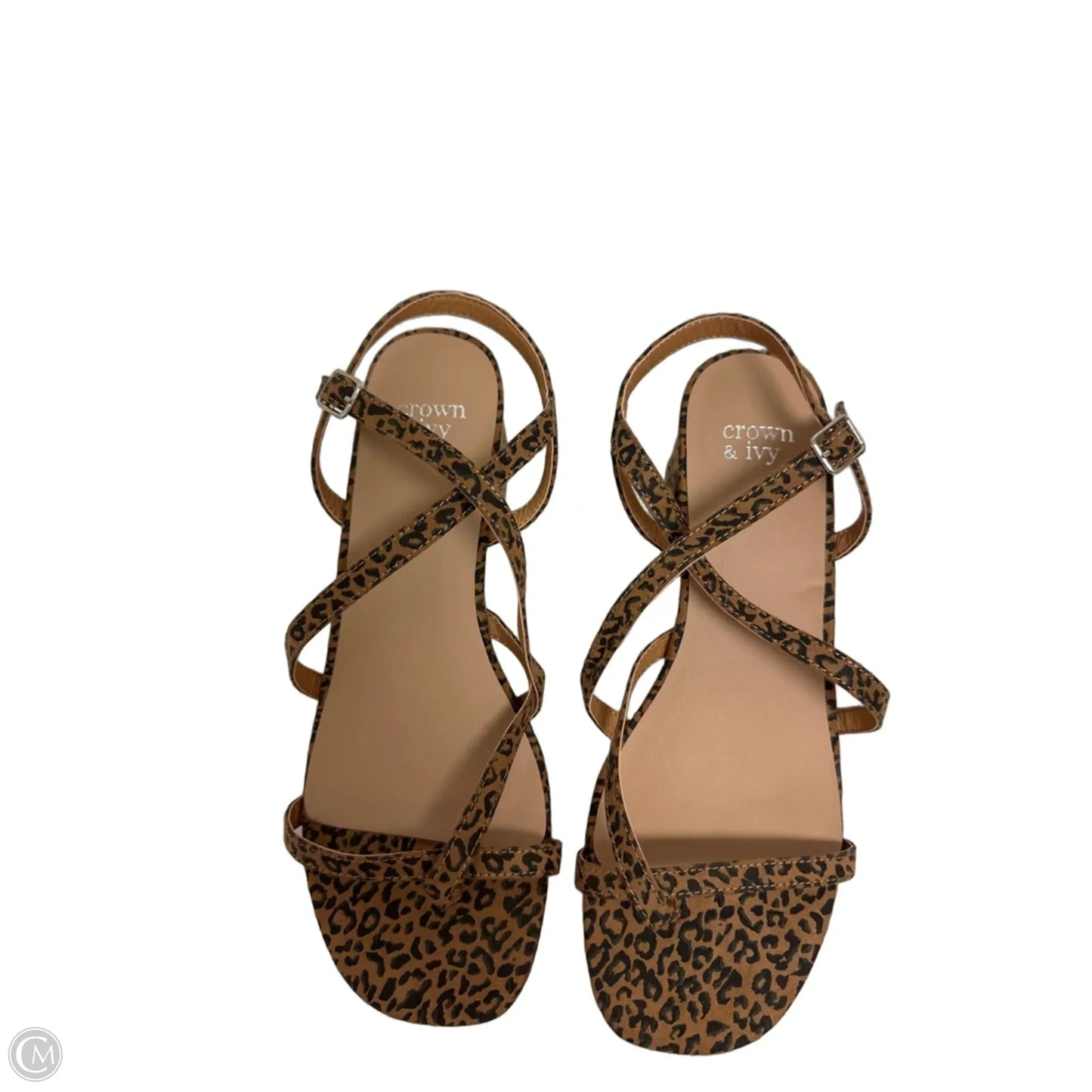 Sandals Heels Block By Crown And Ivy In Animal Print, Size: 8
