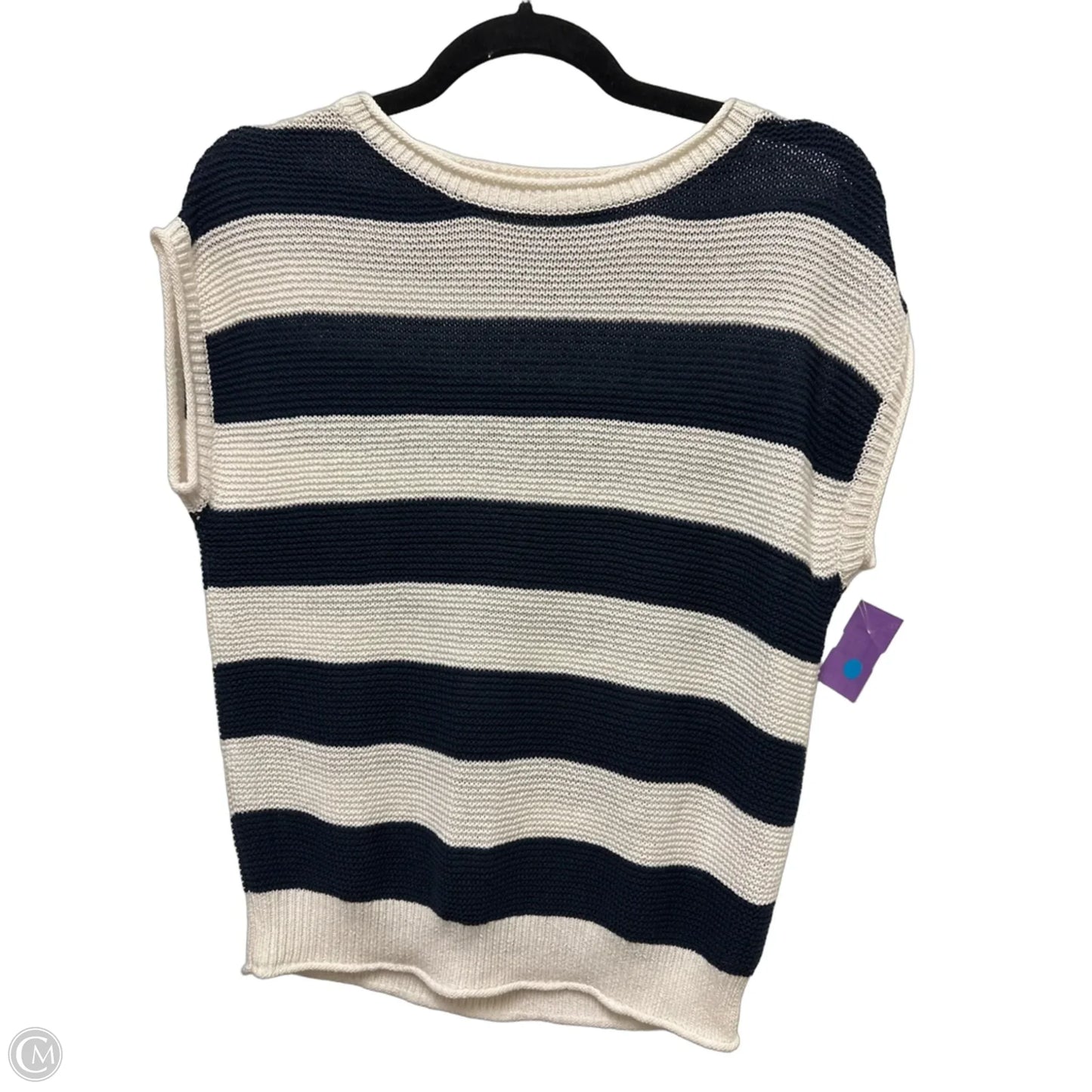 Sweater Short Sleeve By Loft In Blue & White, Size: Sp