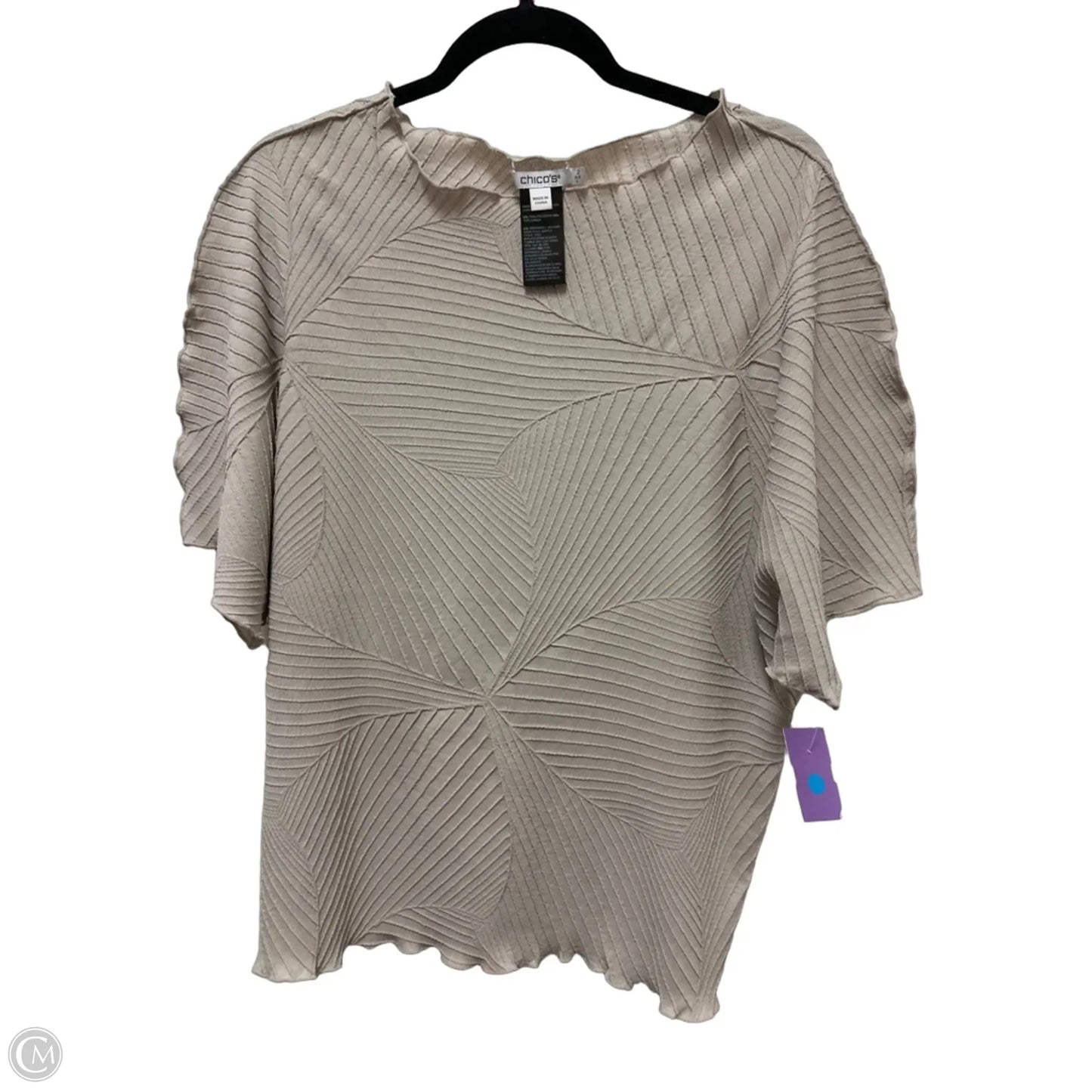 Top Short Sleeve By Chicos In Cream, Size: L