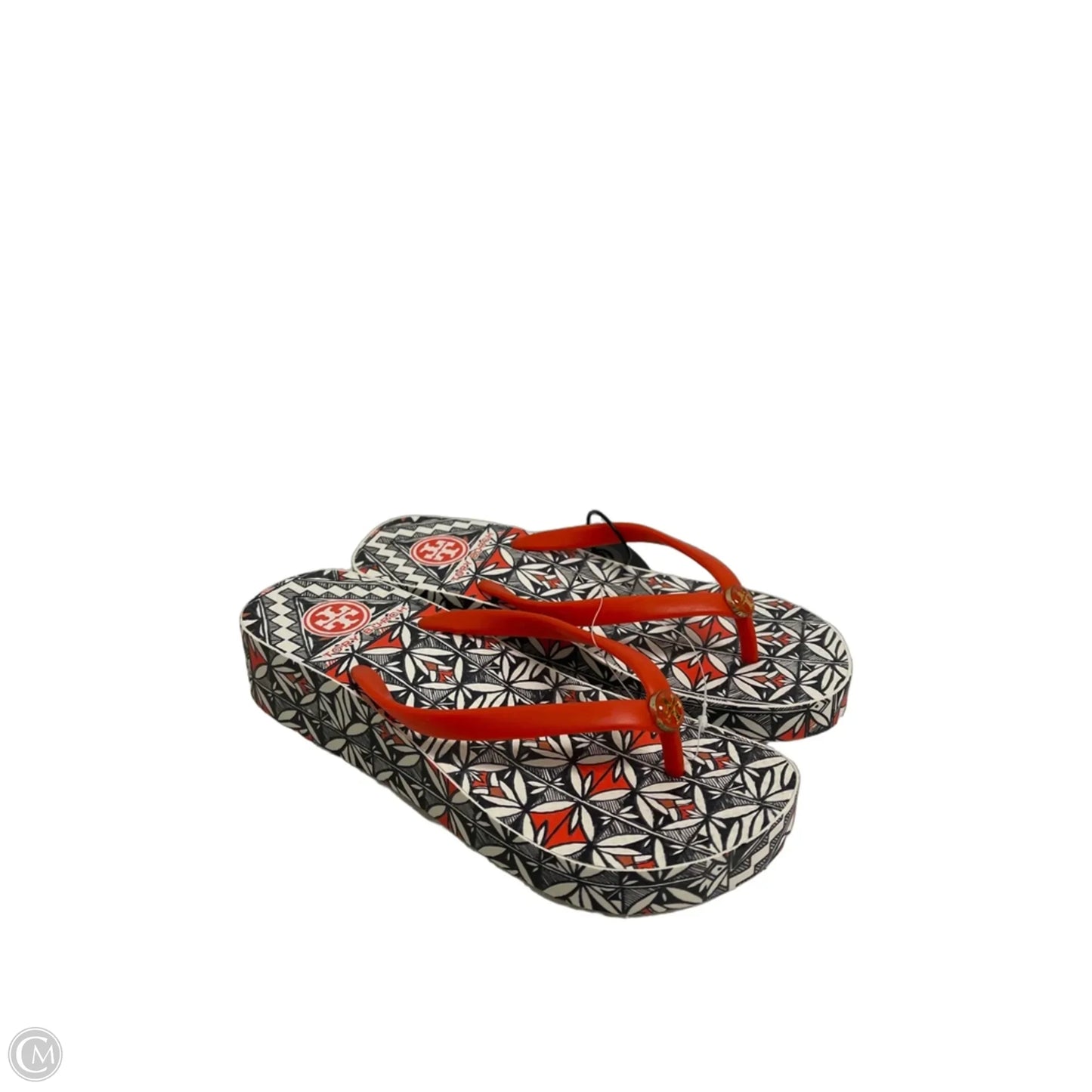 Sandals Designer By Tory Burch In Black & Red, Size: 6