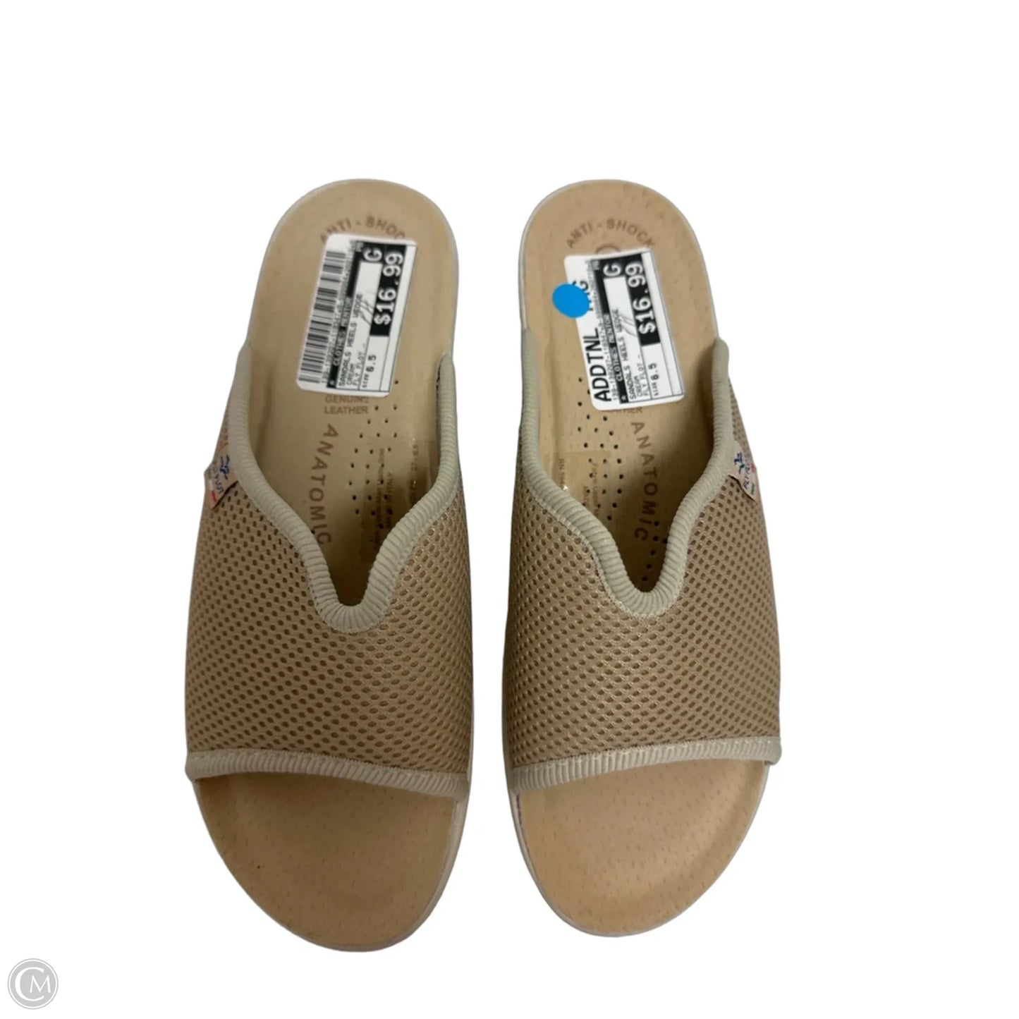 Sandals Heels Wedge By Clothes Mentor In Cream, Size: 6.5