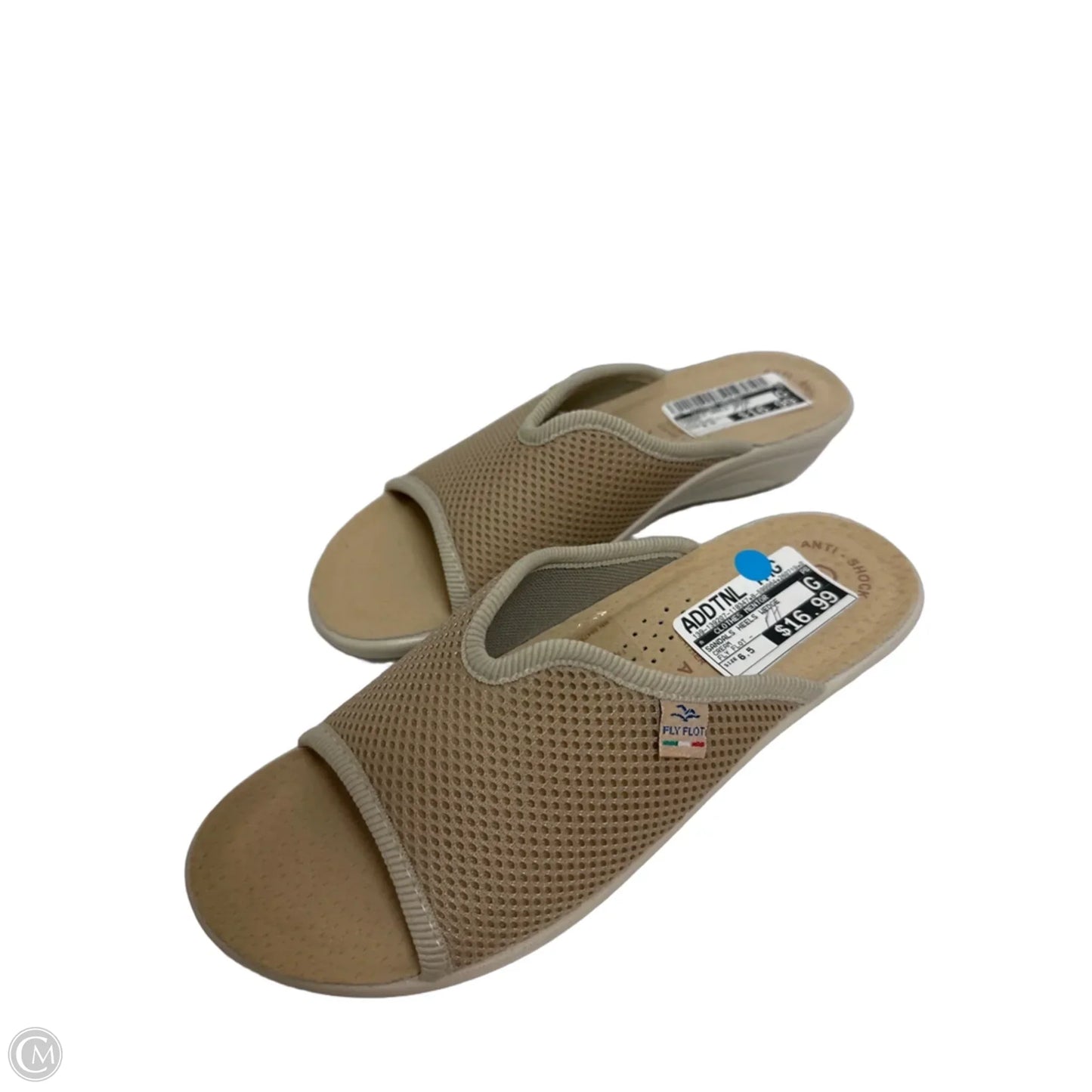 Sandals Heels Wedge By Clothes Mentor In Cream, Size: 6.5