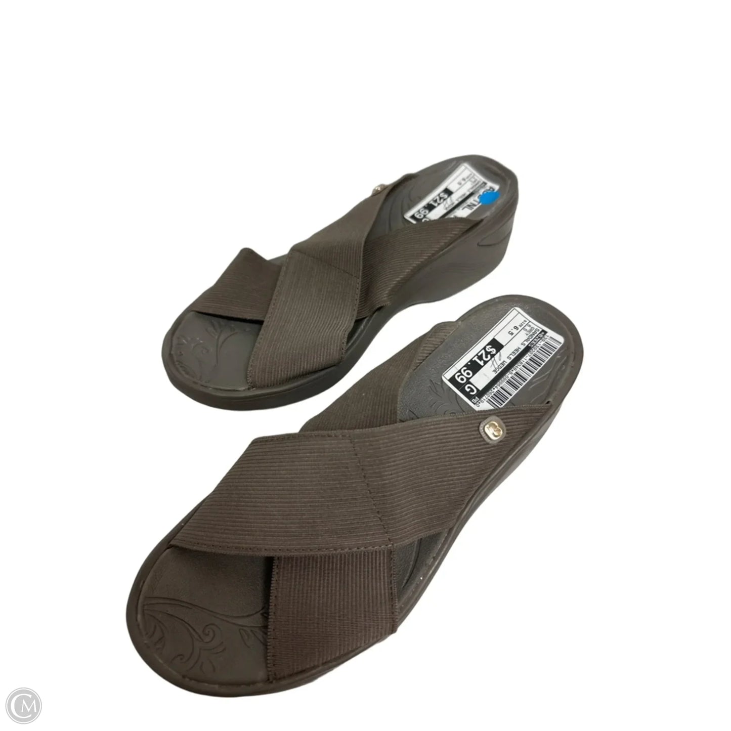 Sandals Heels Wedge By Bzees In Grey, Size: 6.5