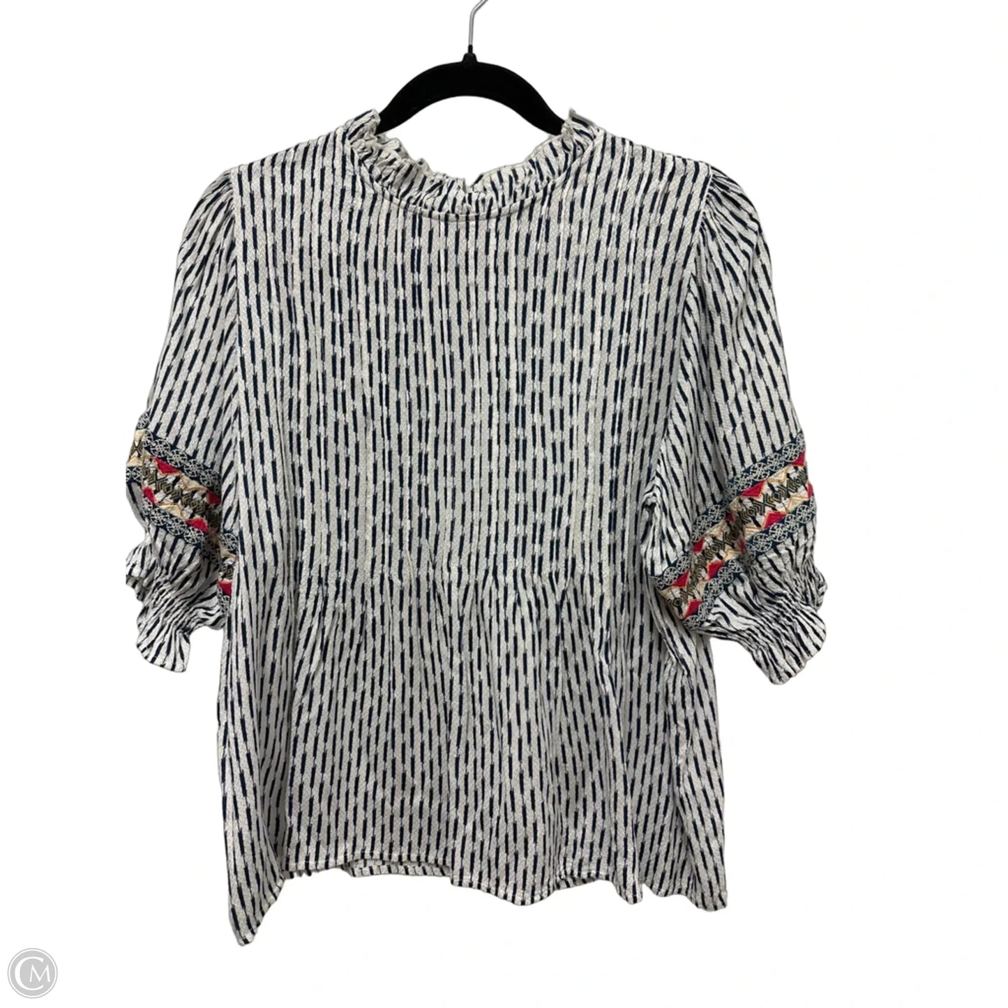 Top Short Sleeve By Thml In Blue & White, Size: S