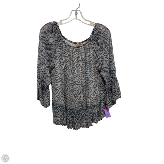 Top Long Sleeve By Lucky Brand In Blue & Cream, Size: M