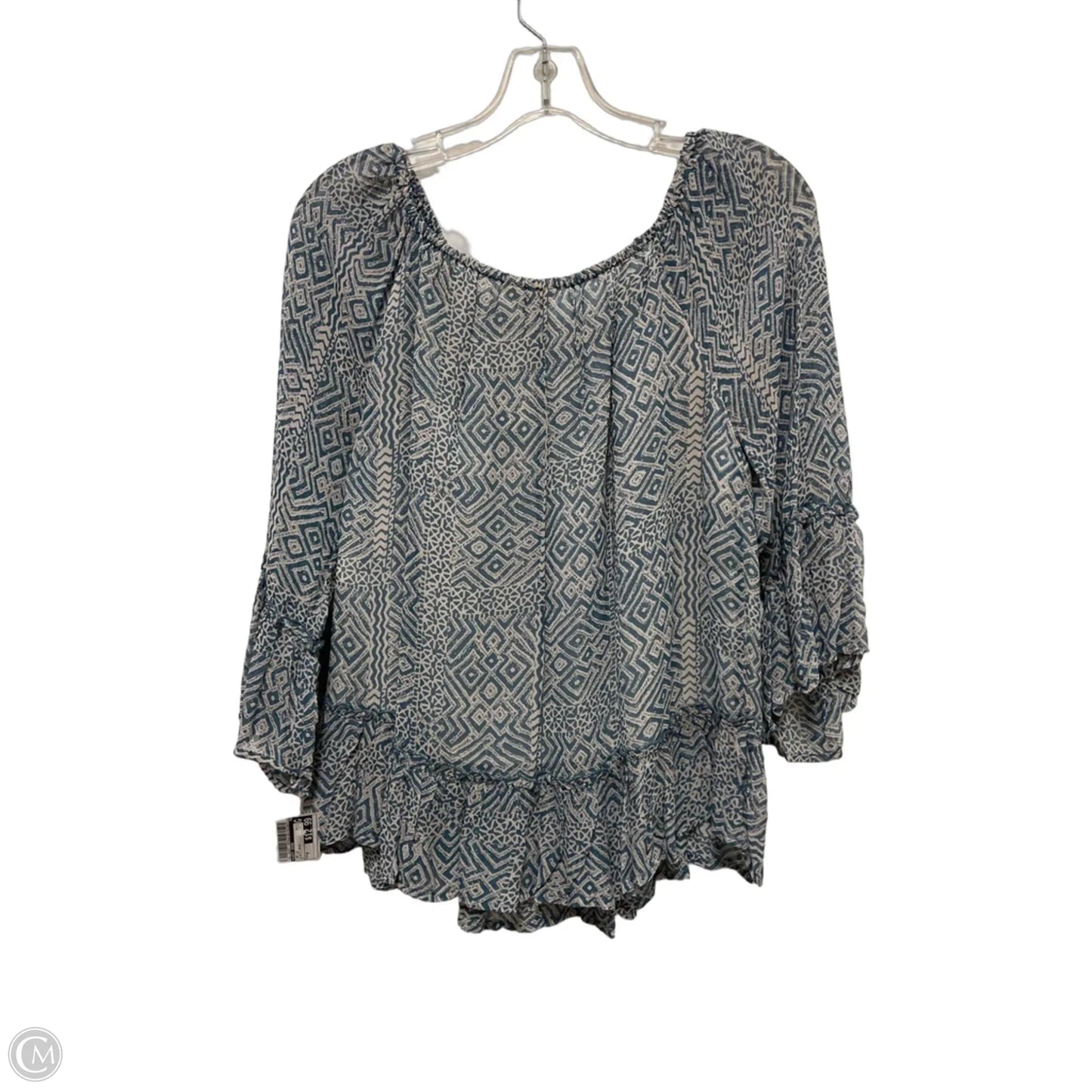 Top Long Sleeve By Lucky Brand In Blue & Cream, Size: M