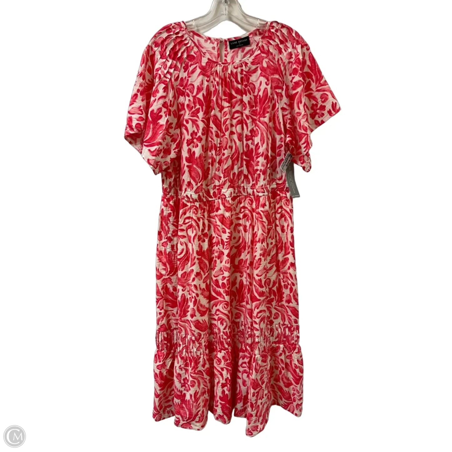 Dress Casual Midi By Lane Bryant In Pink & White, Size: L