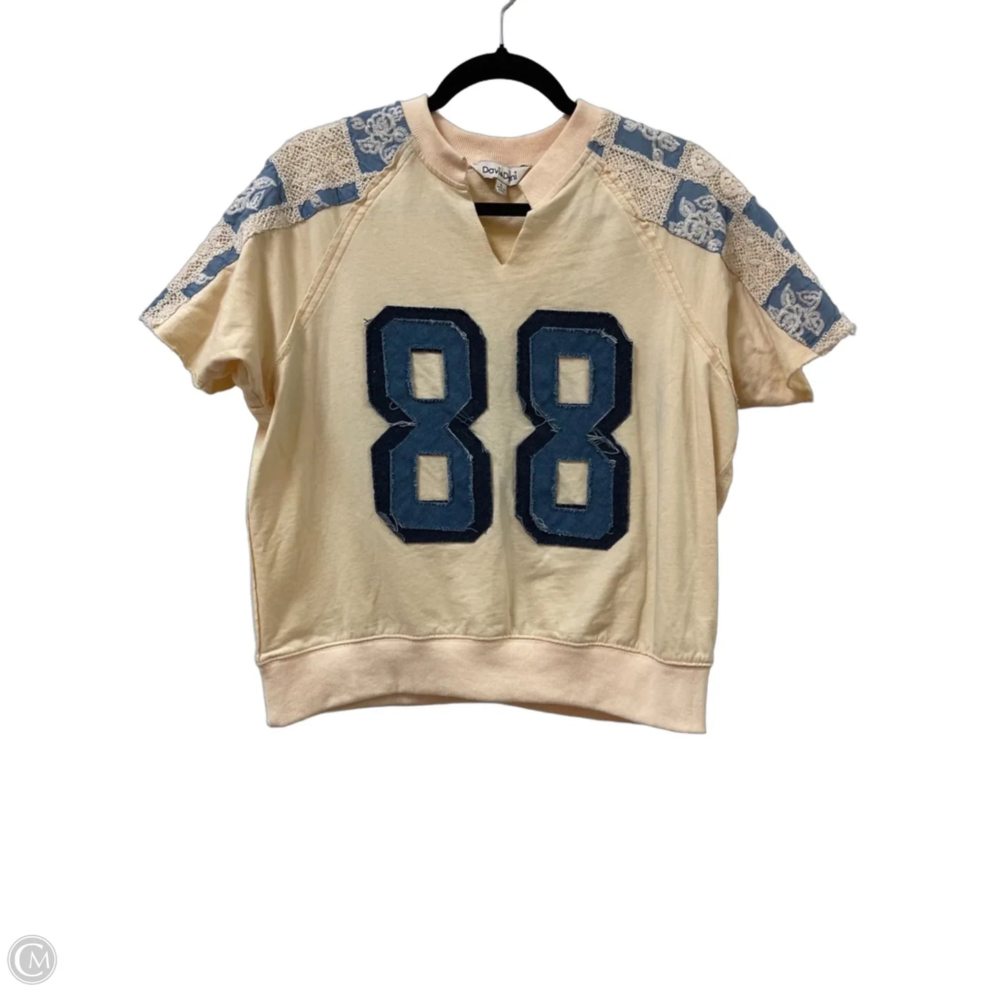 Top Short Sleeve By Davi & Dani In Blue & Cream, Size: S