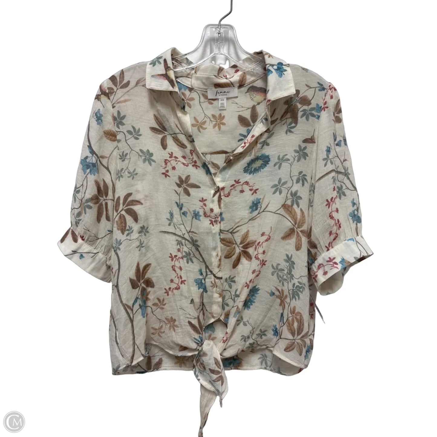 Blouse Short Sleeve By Clothes Mentor In Floral Print, Size: M