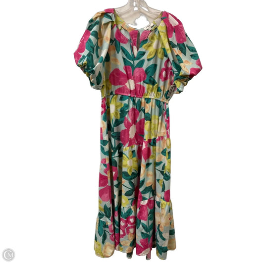 Dress Casual Maxi By Umgee In Green & Pink, Size: L