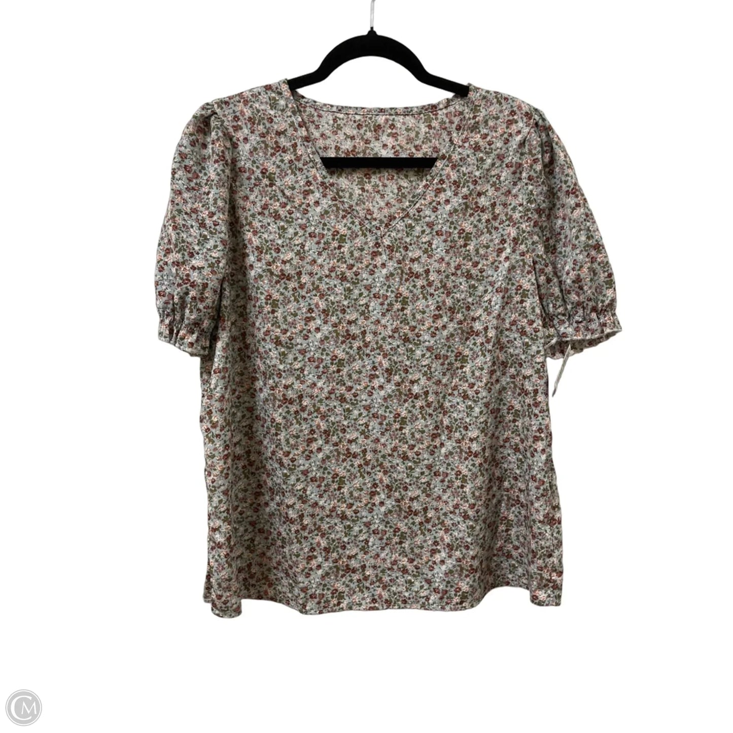 Top Short Sleeve By Shein In Floral Print, Size: Xl