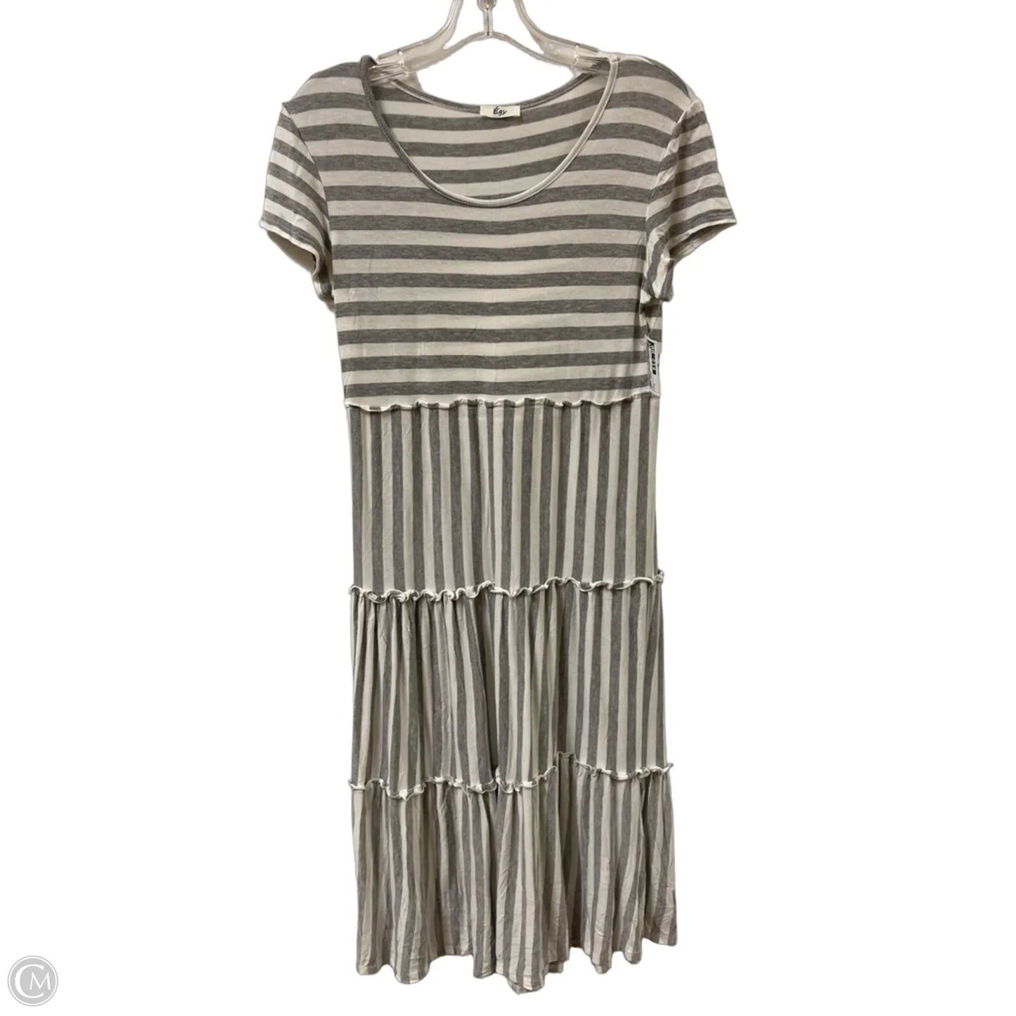 Dress Casual Midi By Clothes Mentor In Grey & White, Size: M
