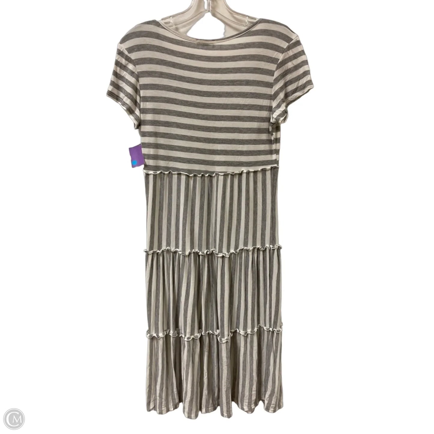 Dress Casual Midi By Clothes Mentor In Grey & White, Size: M