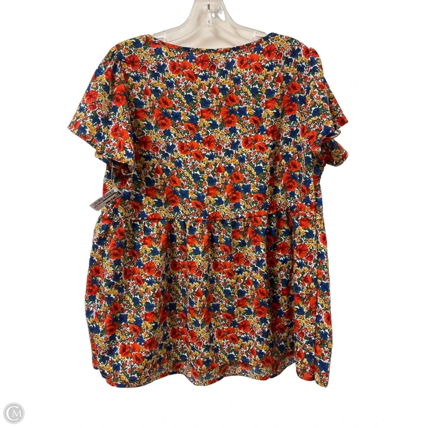 Top Short Sleeve By Emery Rose In Floral Print, Size: 1x