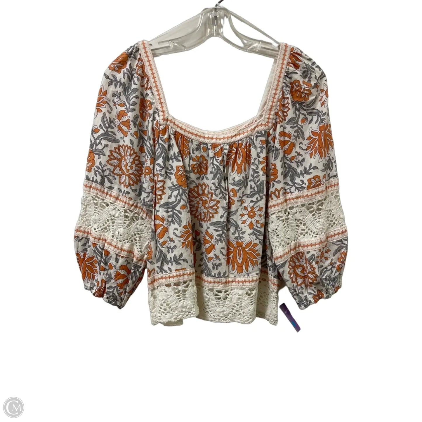 Top Long Sleeve By Rachel Zoe In Orange & White, Size: S